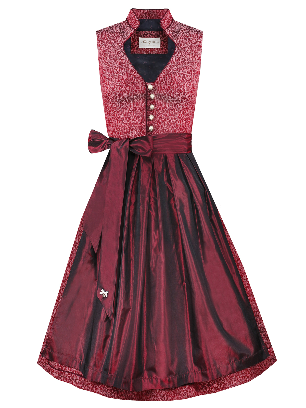 Rotes Dirndl mit Stehkragen