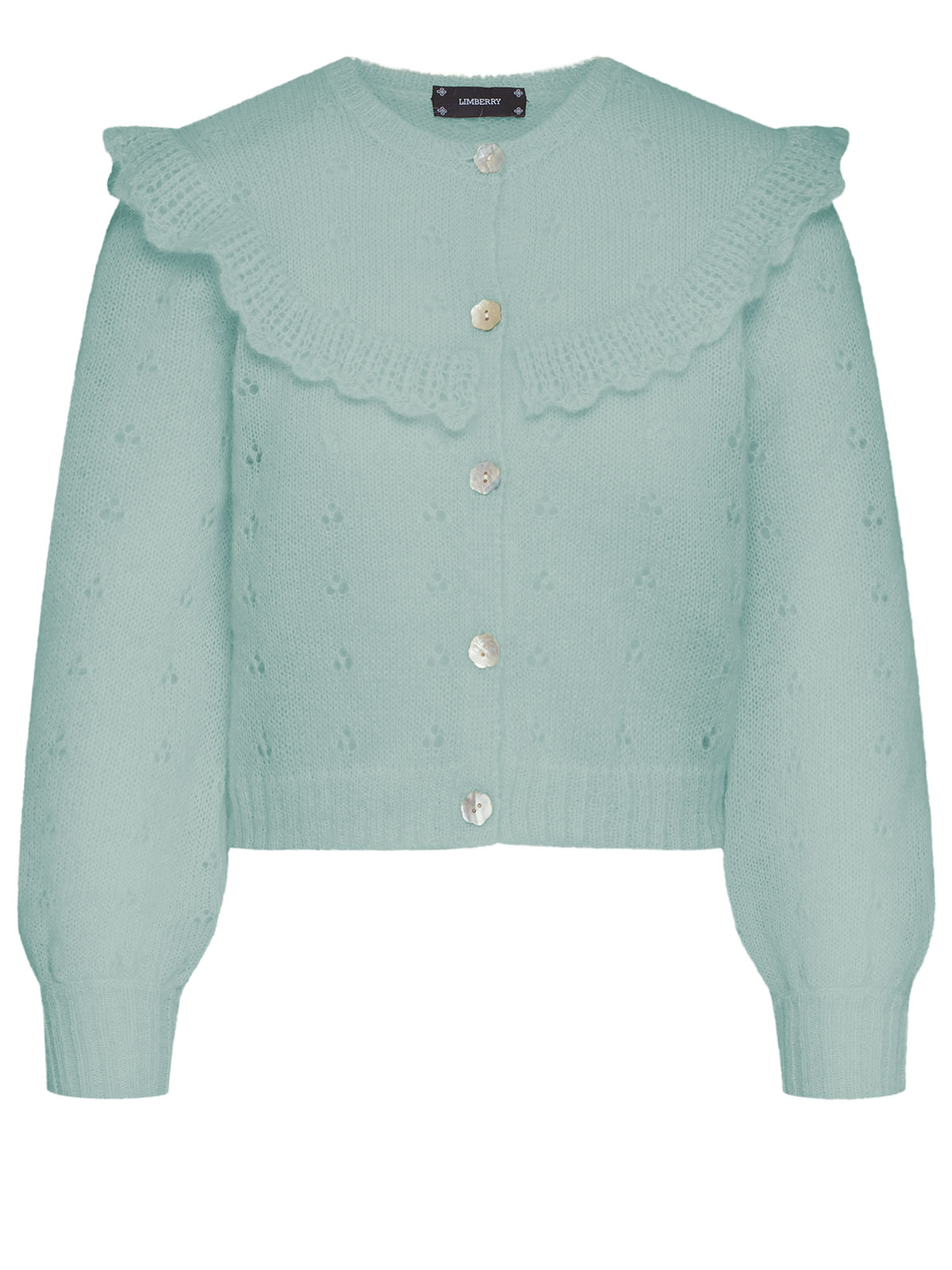 Strickjacke in Jade mit Lochmuster