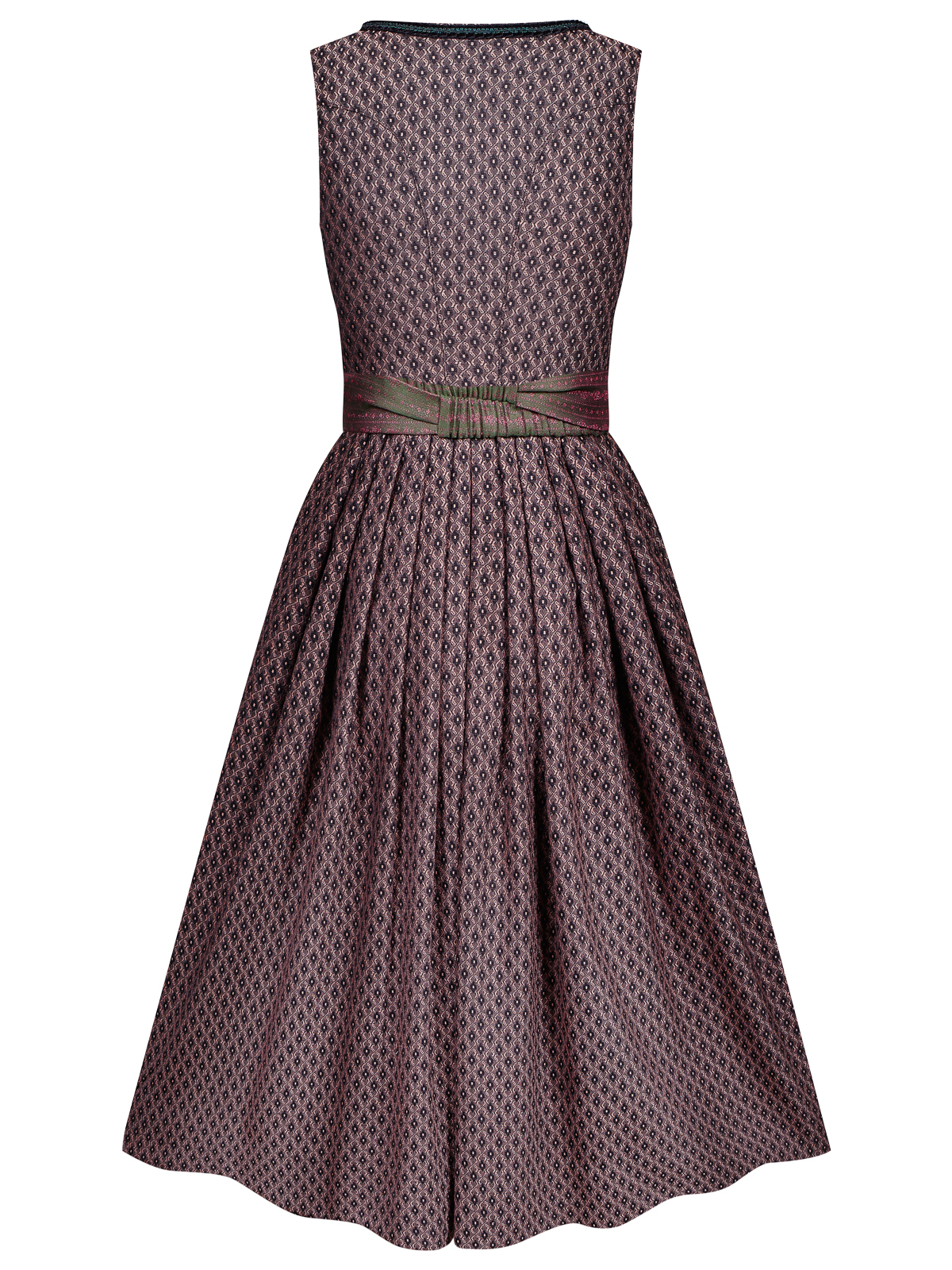 Stretch-Dirndl mit Blumen-Rautenmuster in rosa und schwarz
