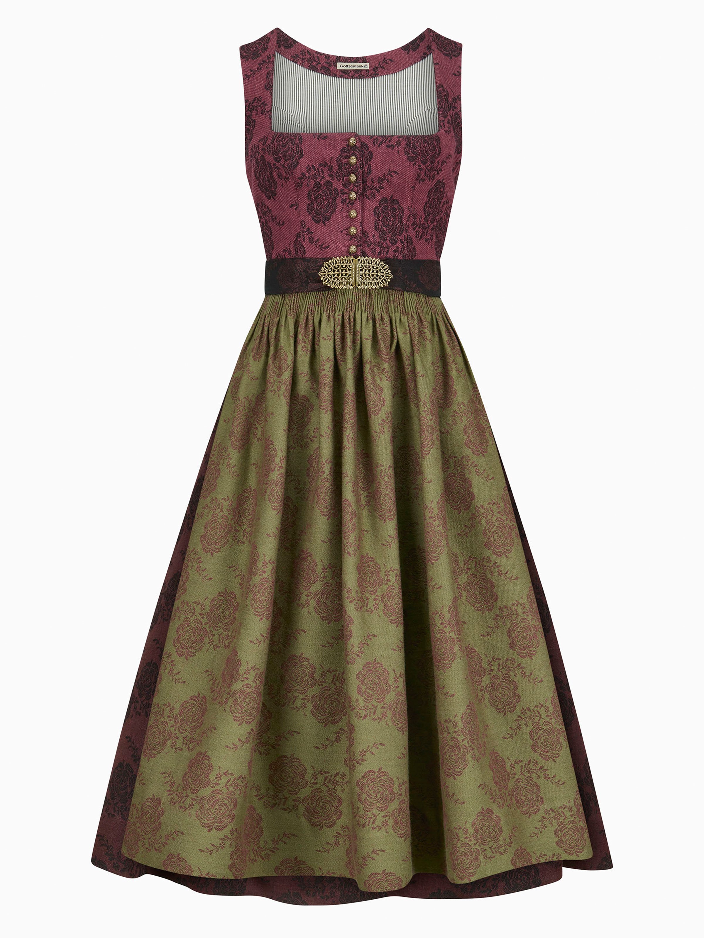 Beerenfarbenes Dirndl mit floralem Muster
