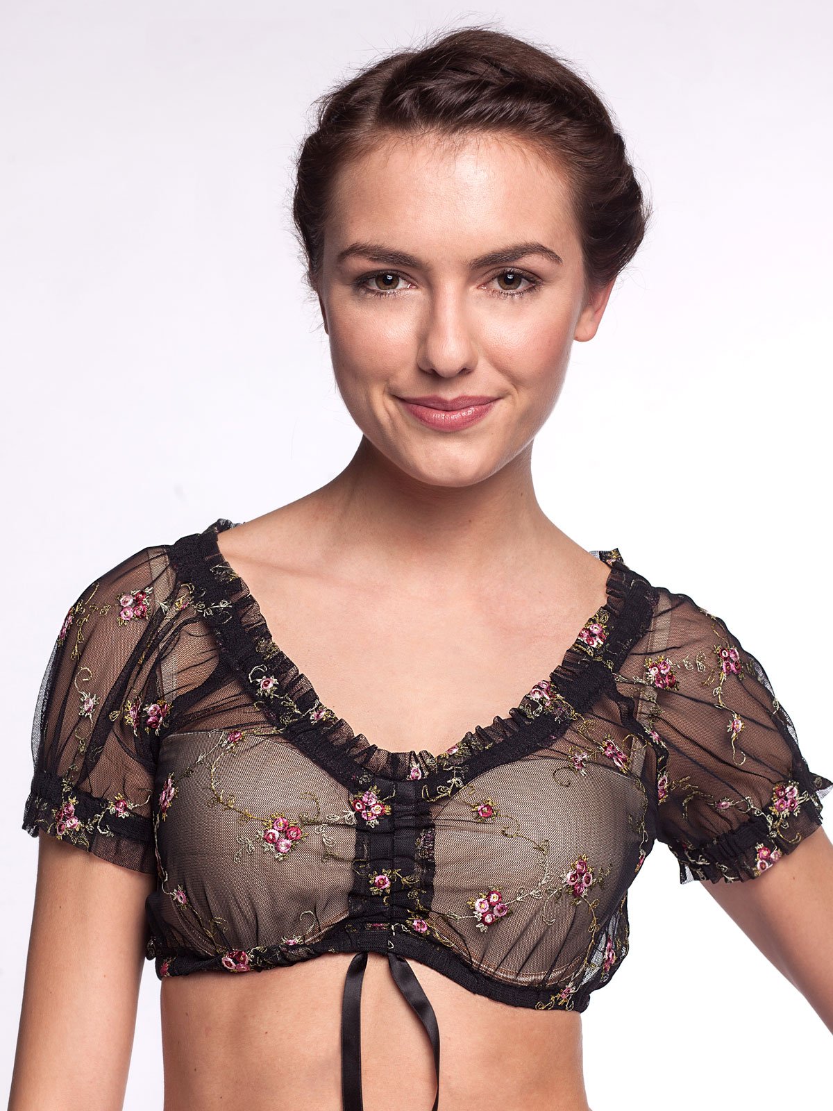 Schwarze Dirndlbluse aus Spitze
