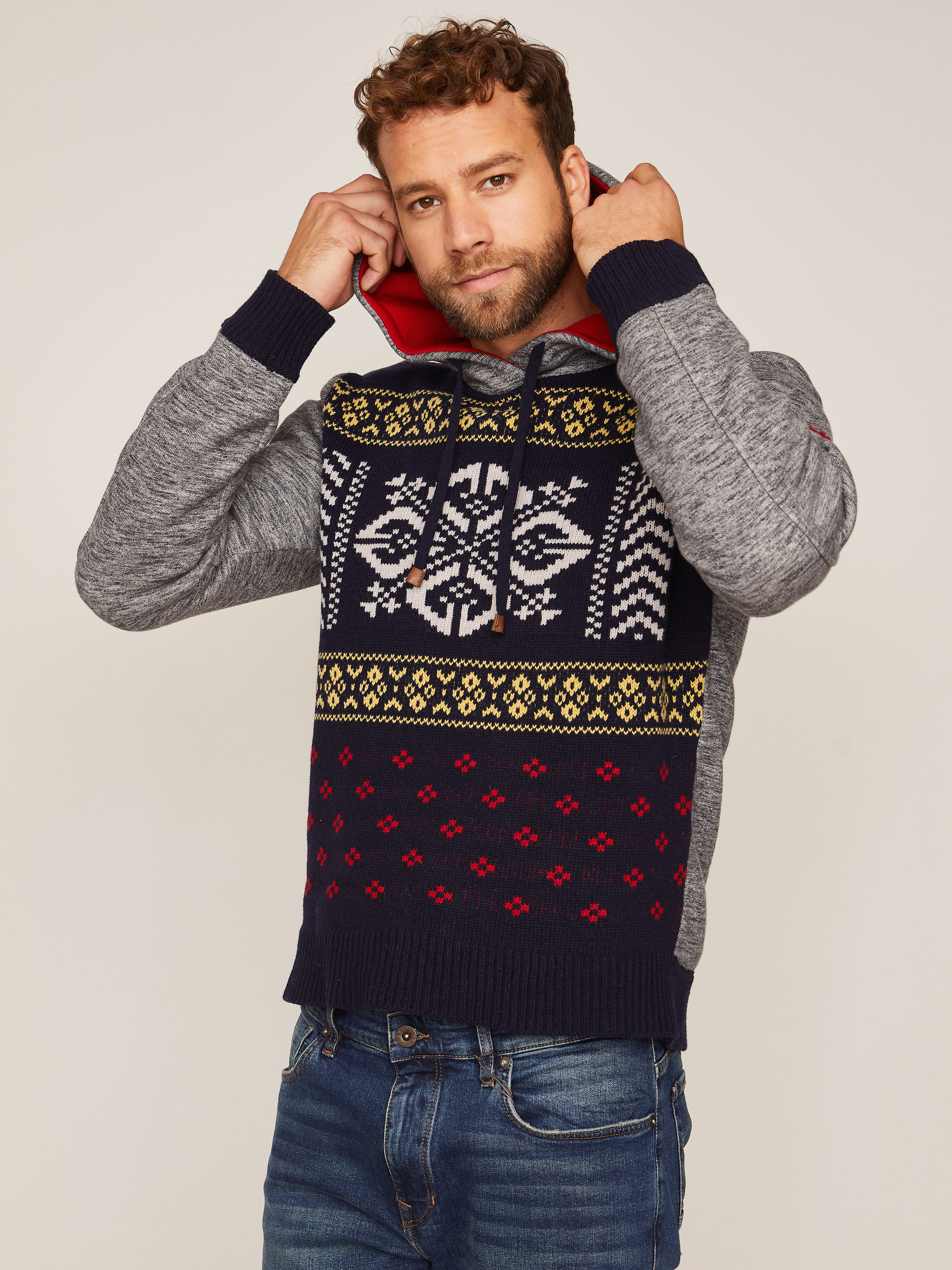 Strickpullover mit Jersey-Ärmeln
