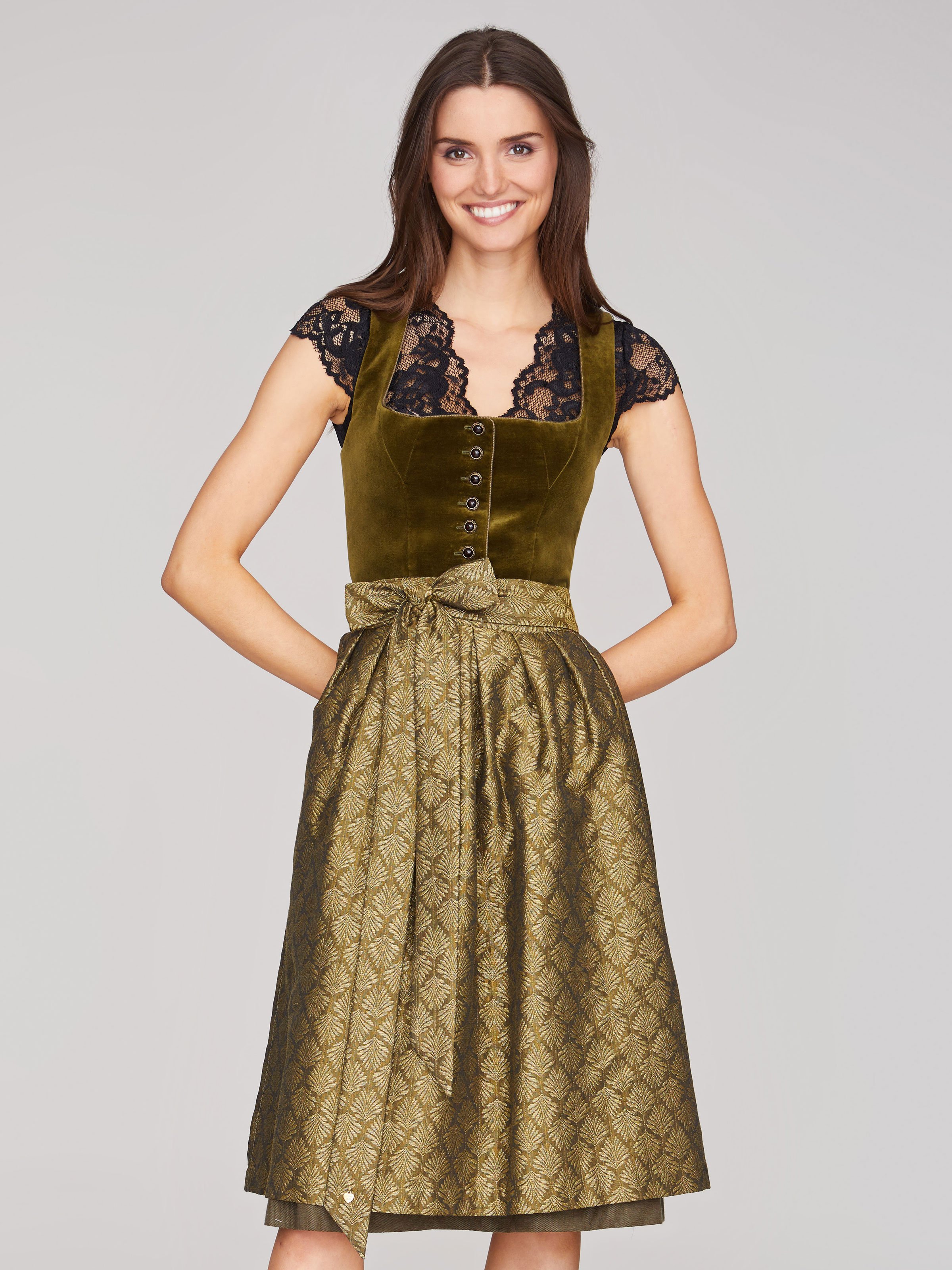Olivgrünes Dirndl mit Samt-Mieder Olivgrünes Dirndl mit Samt-Mieder