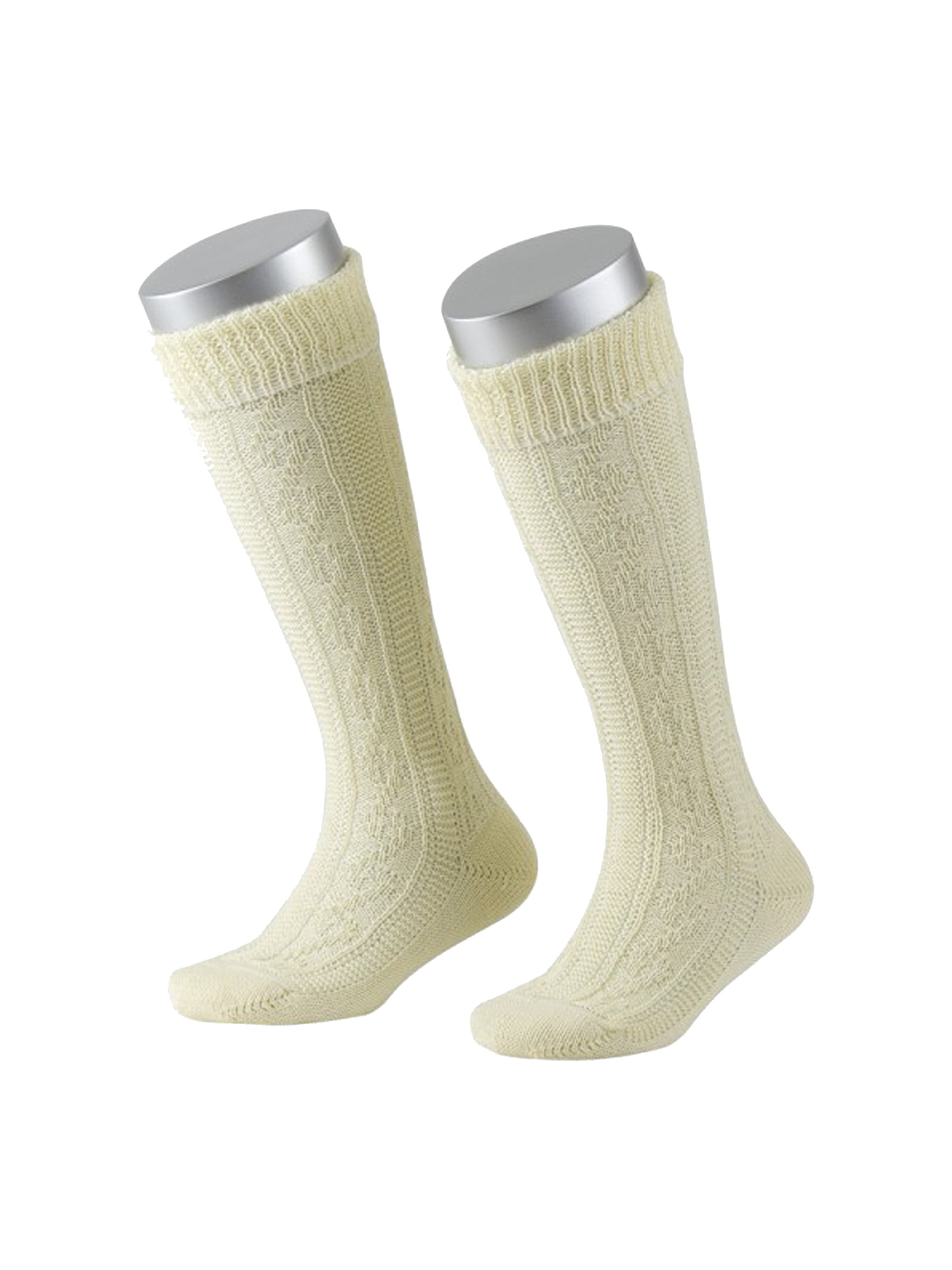 Cremefarbene Kinderkniestrümpfe im Trachtenlook