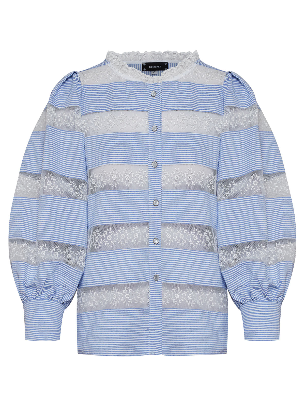 Blaue Bluse mit Spitze