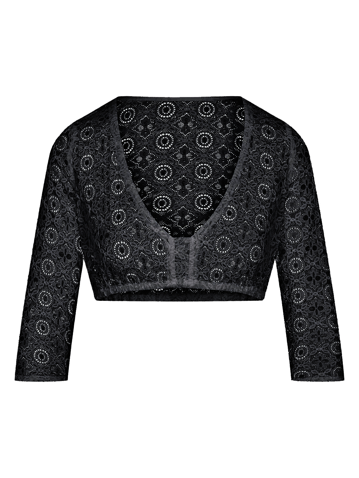 Schwarze Dirndlbluse mit V-Ausschnitt