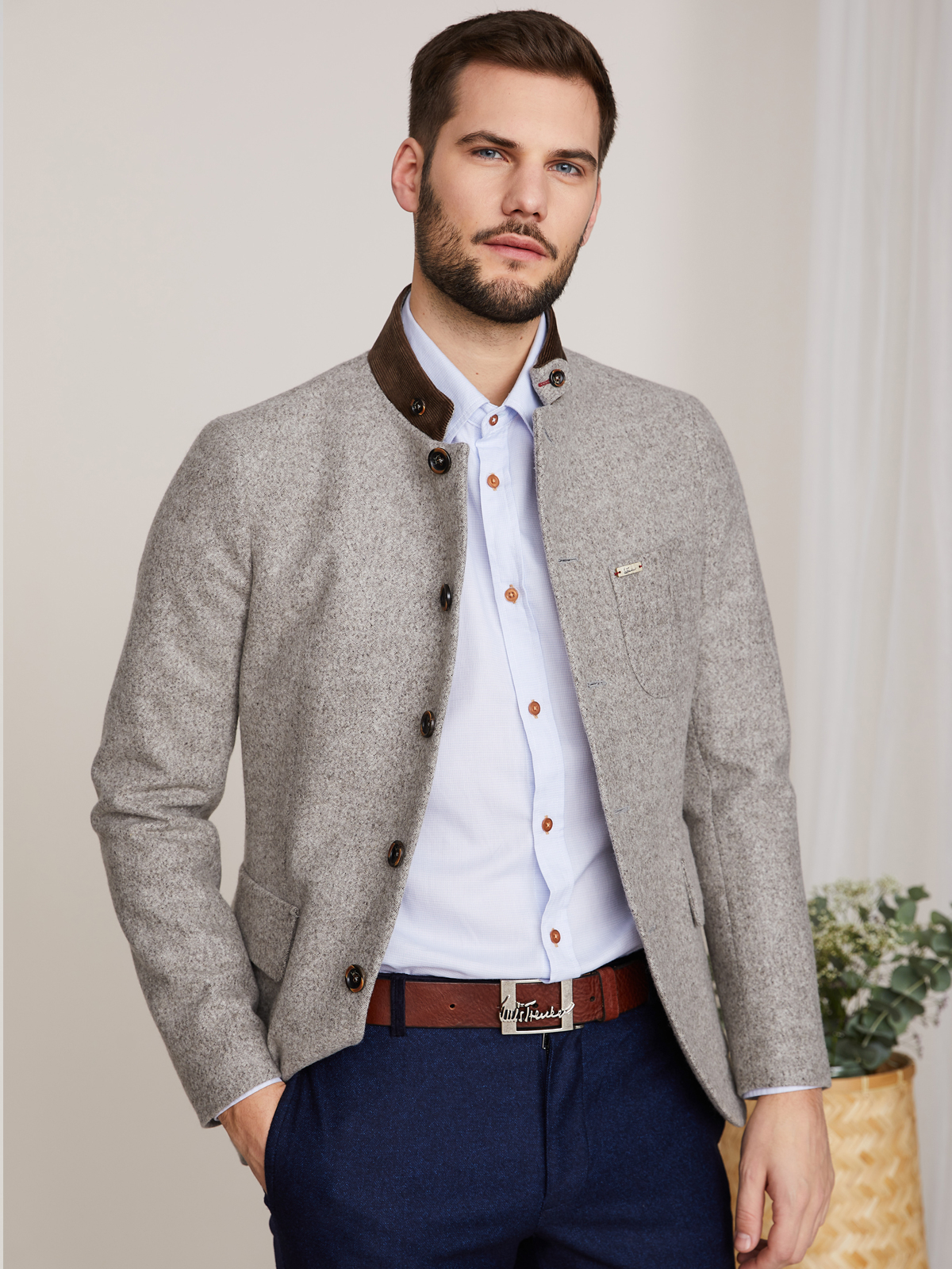 Hellgraue Loden-Herrenjacke