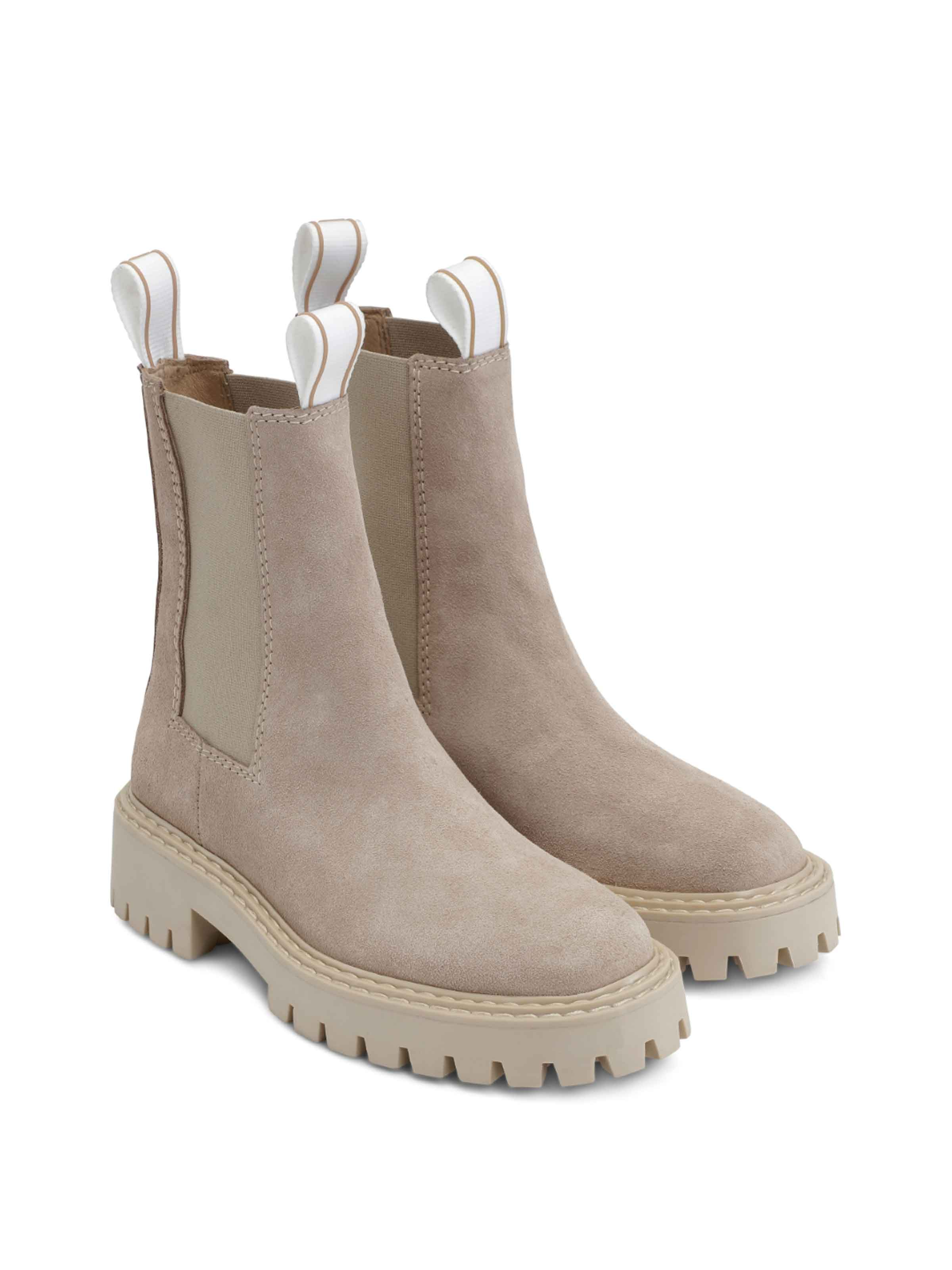 Taupefarbener Chelsea-Boot aus Leder