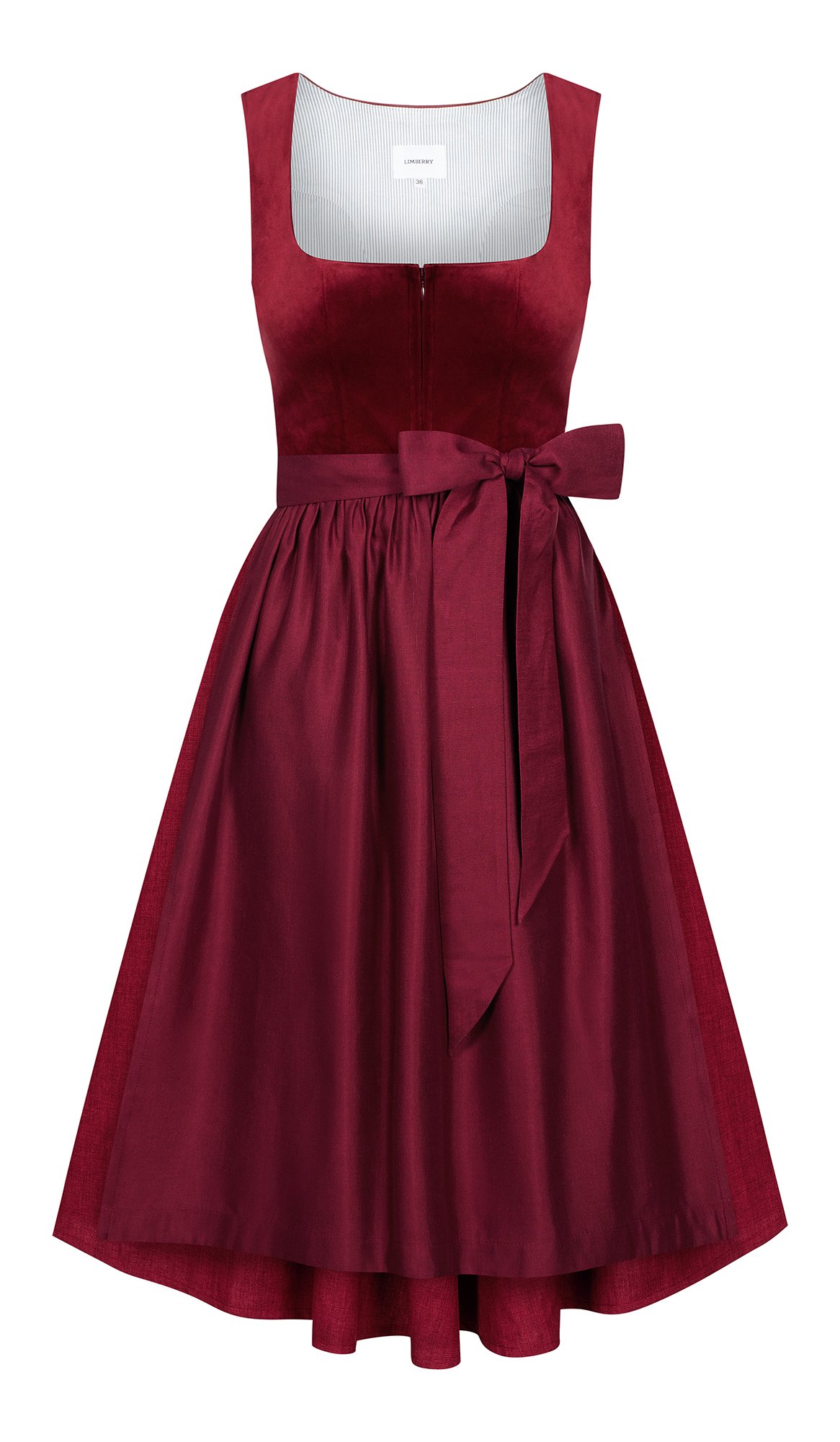 Dunkelrotes Dirndl mit Cord-Mieder