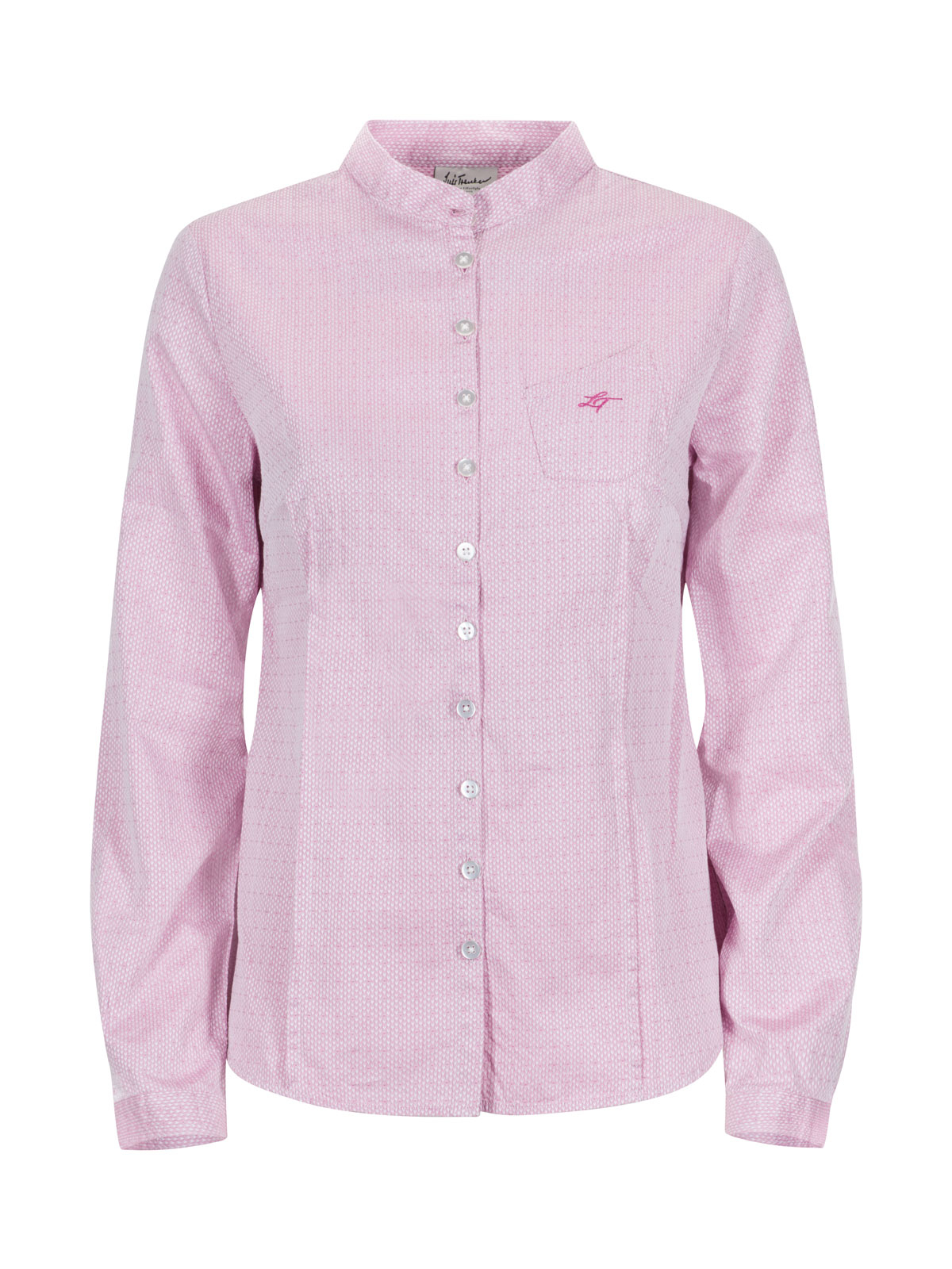 Rosa Bluse mit Herzstickerei 