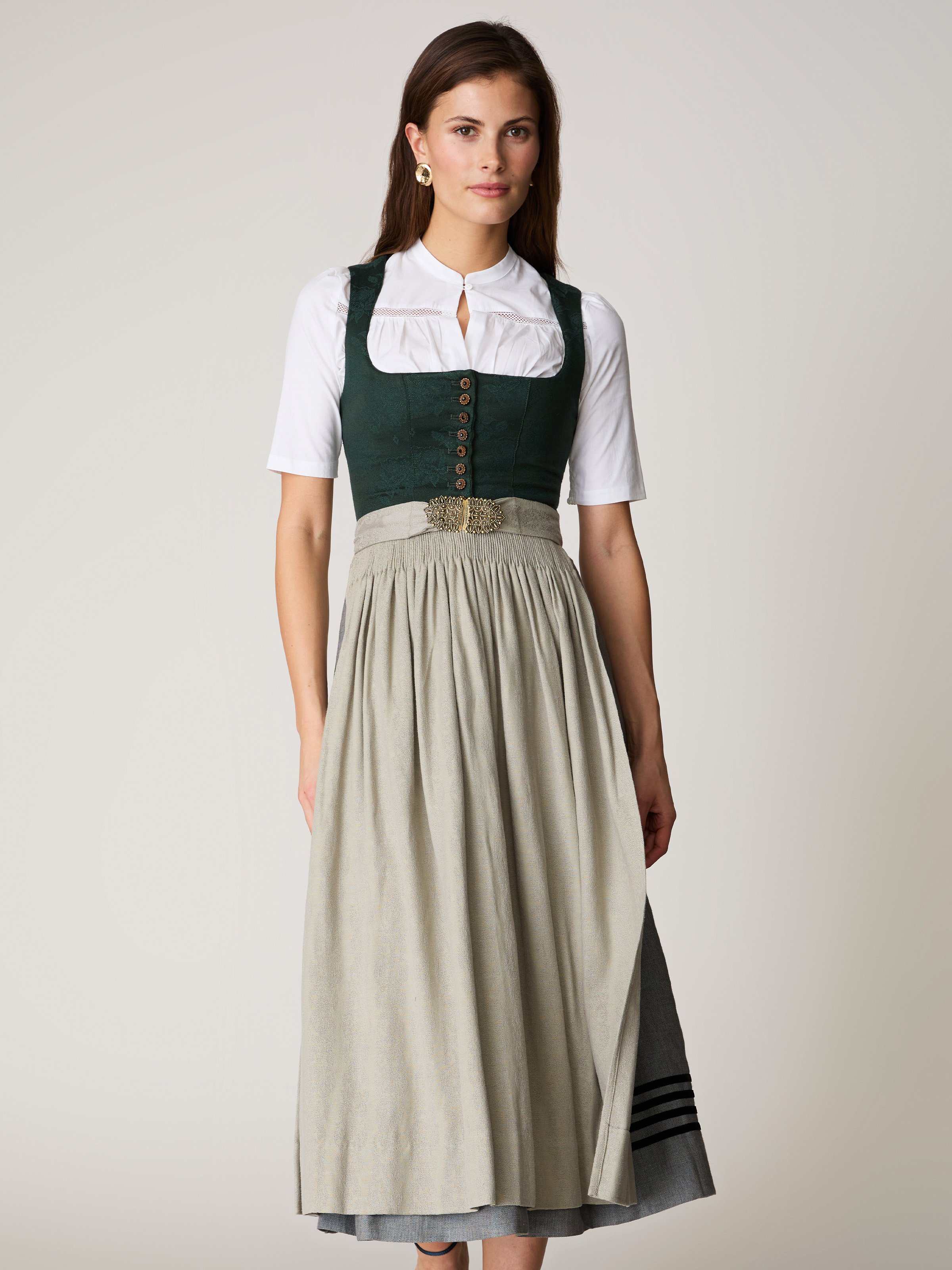 Tannengrünes Dirndl mit Blumen-Muster