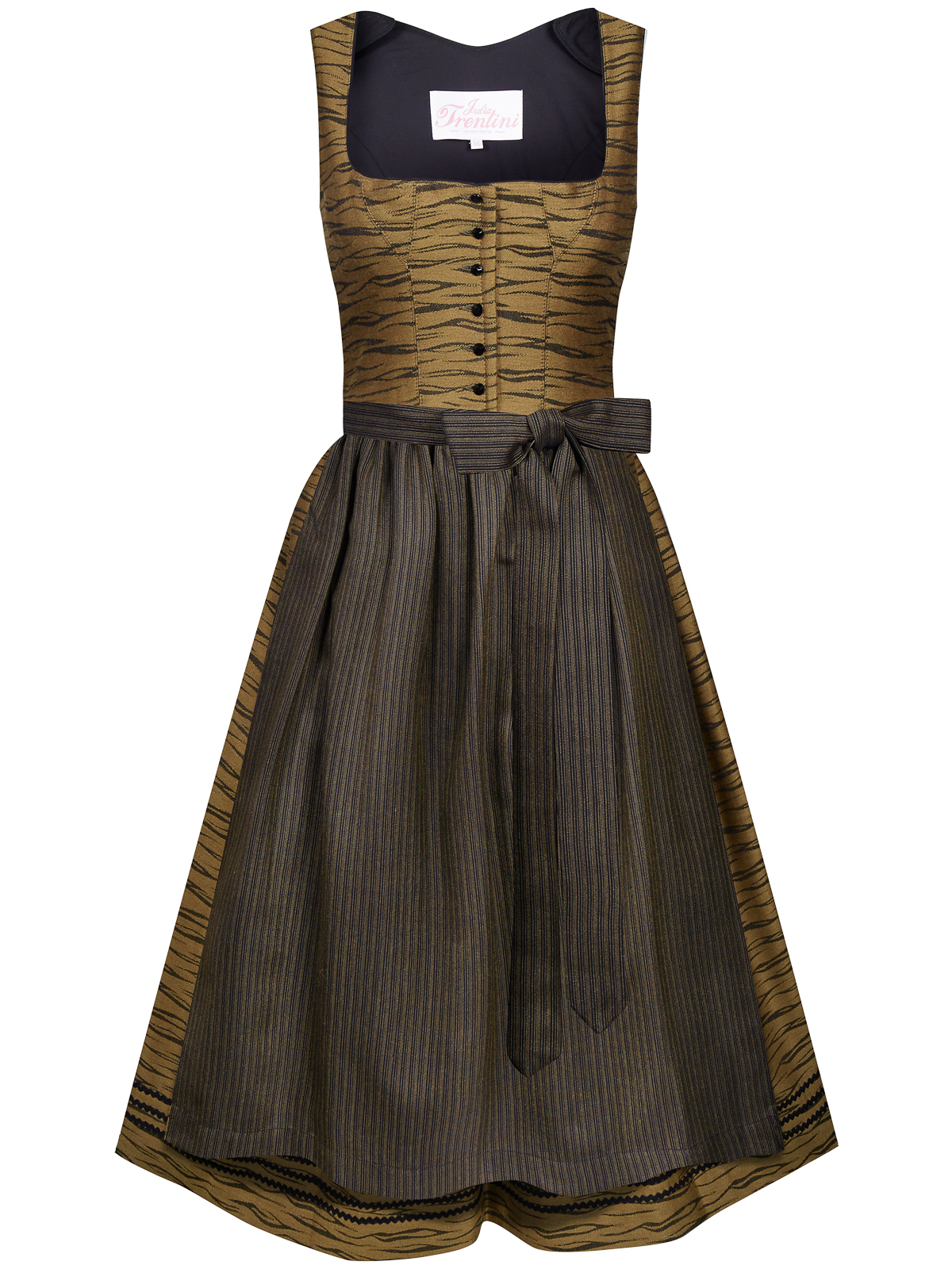 Tabak-farbenes Dirndl mit Tigerprint