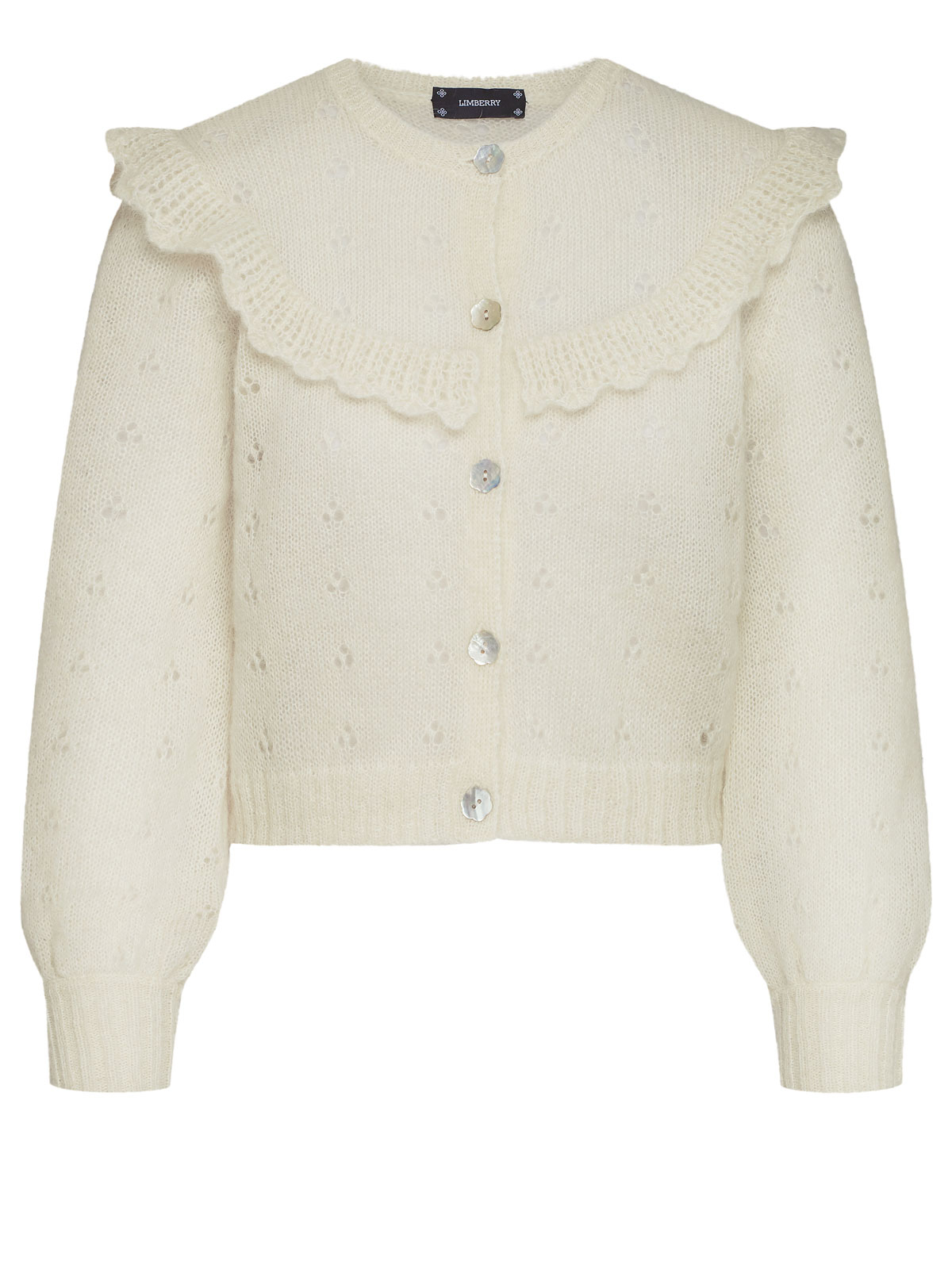 Cremeweißse Strickjacke mit Volants