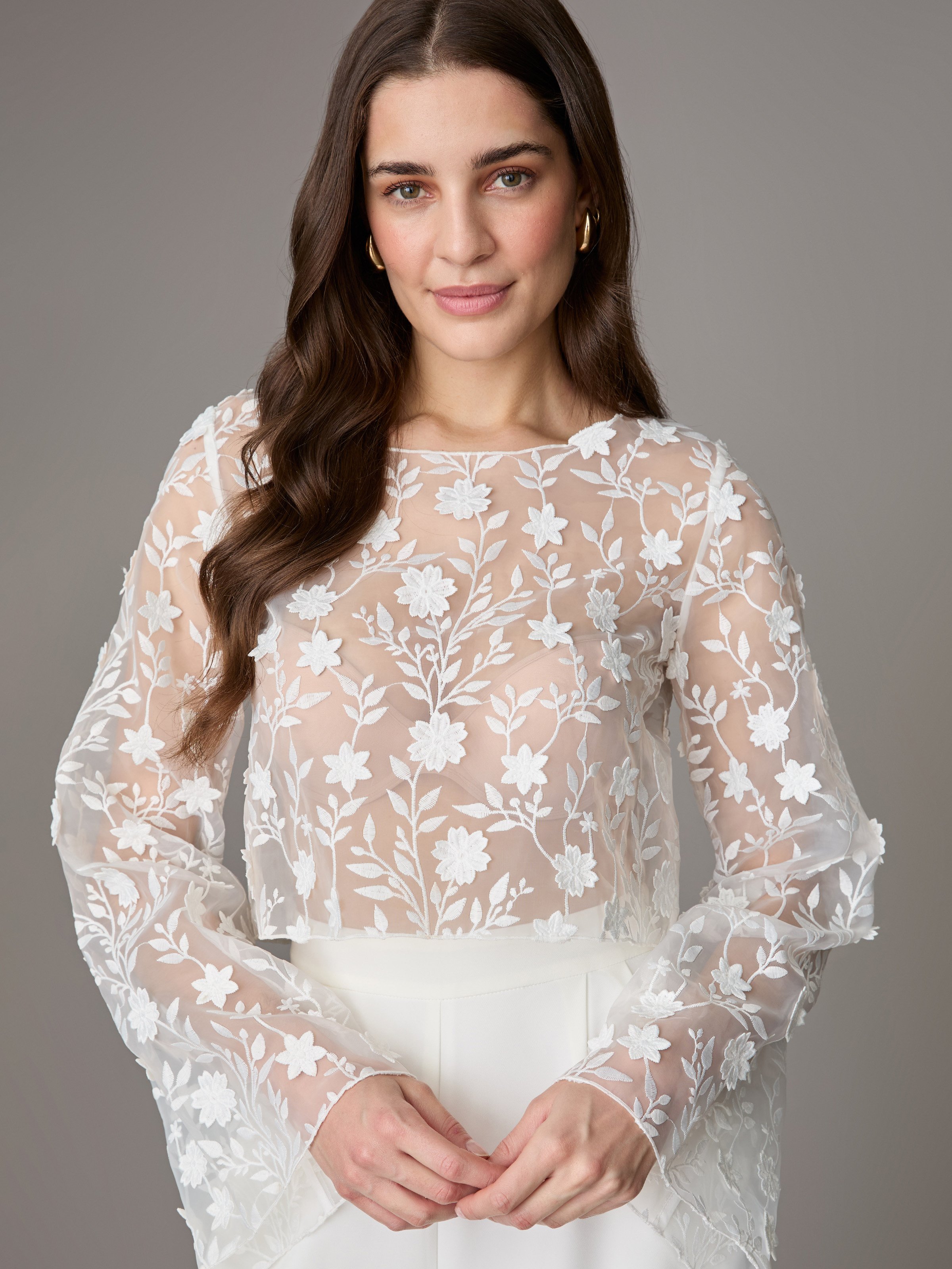 Transparenter Braut-Topper mit Blumenmuster