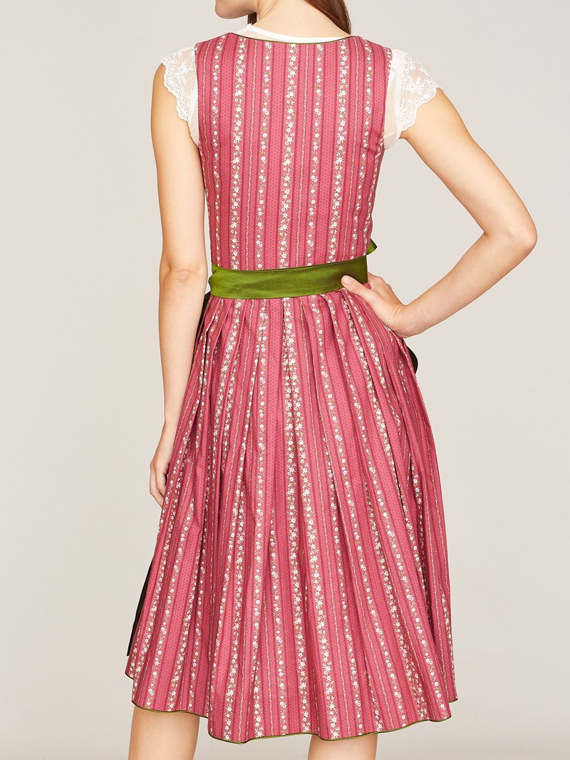 Dirndl Kleid Hellgrau-Grün Mit Gold Schürze - Oktoberfest Tracht 2-teilig