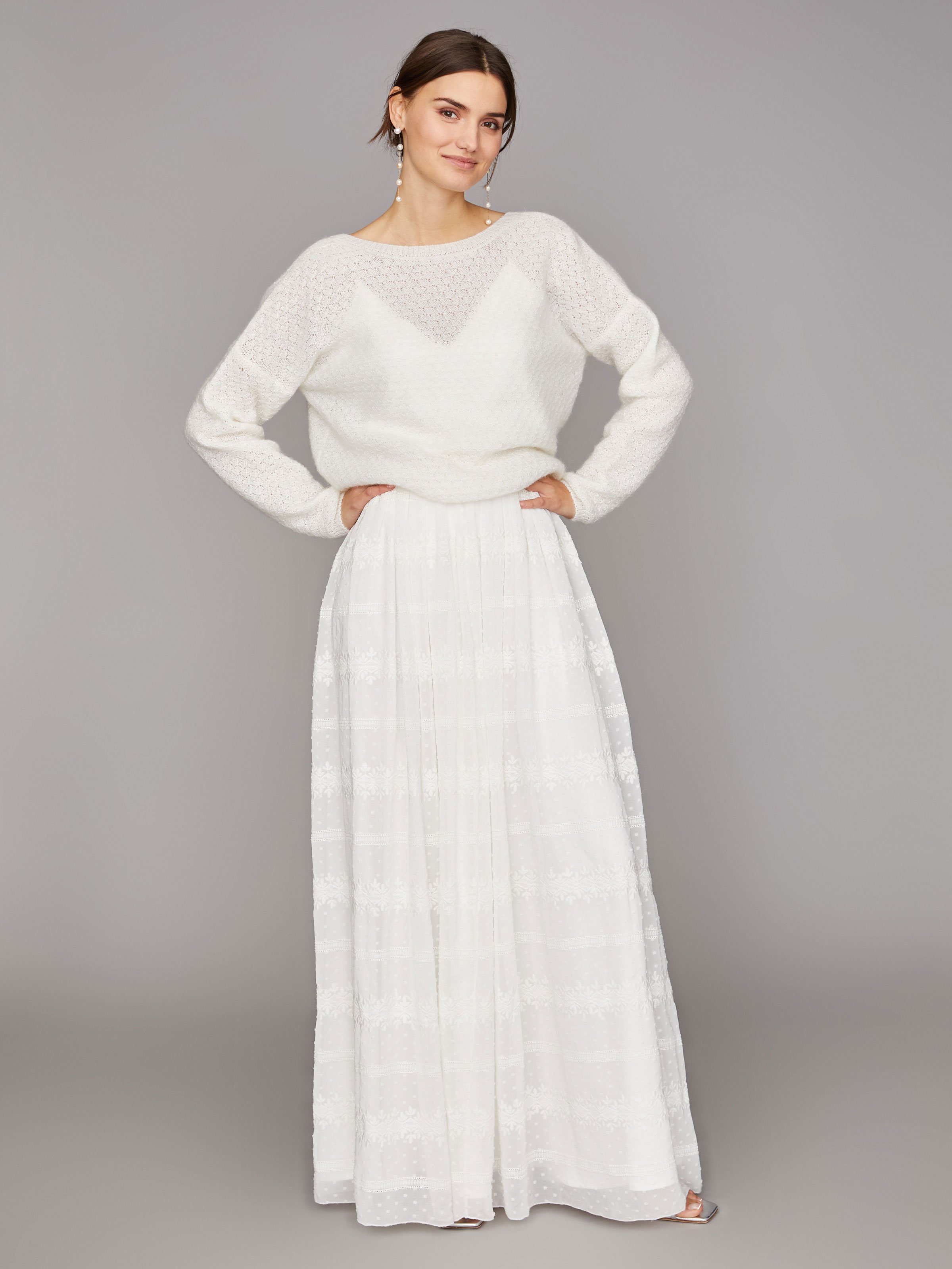 Langer Braut-Rock im Boho-Stil mit Georgette-Muster Langer Braut-Rock im Boho-Stil mit Georgette-Muster