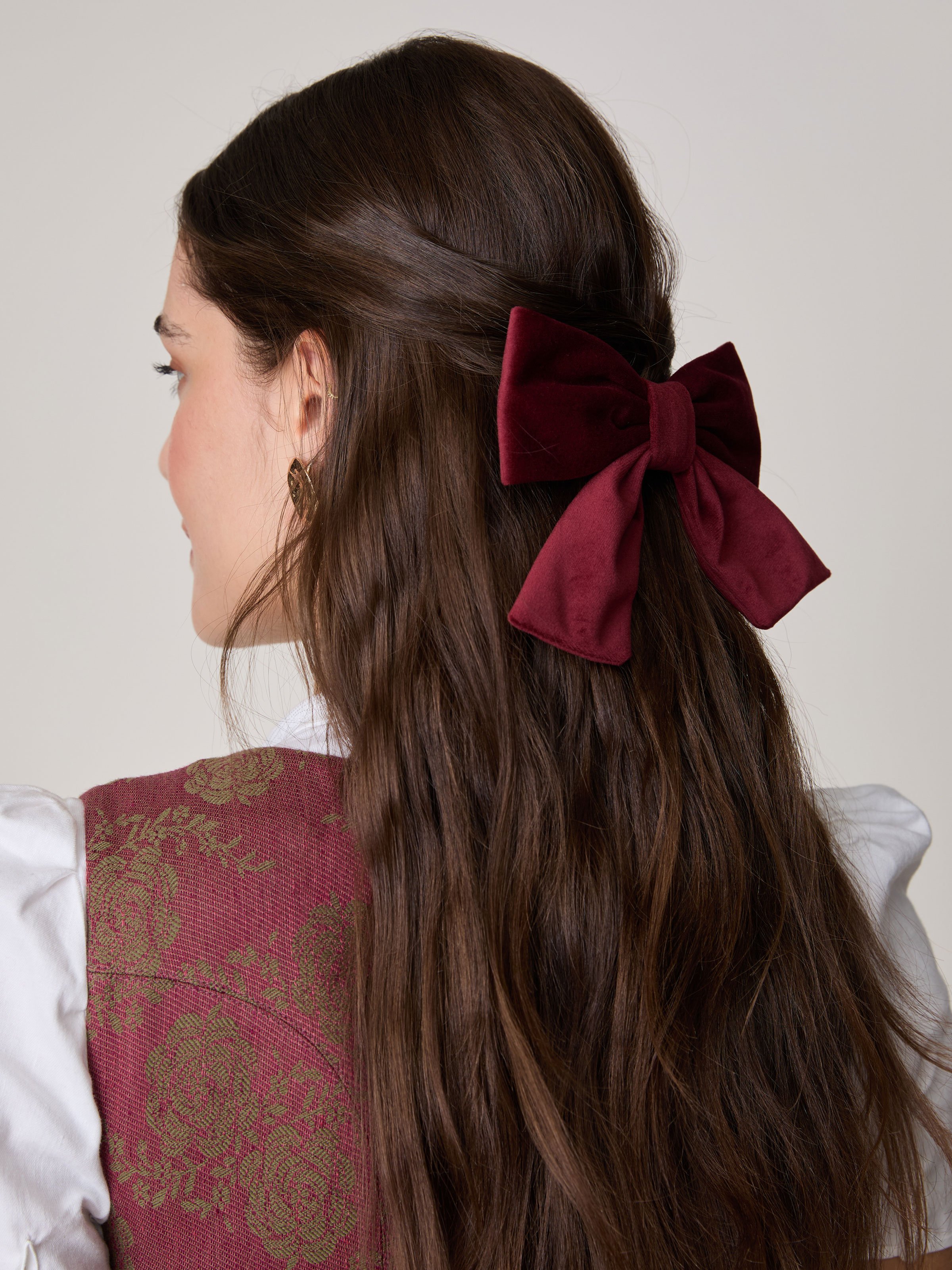 Haarspange Für Damen Mit Schleife – Elastisches Netz, Weinrot, Für Dutt & Haarknoten