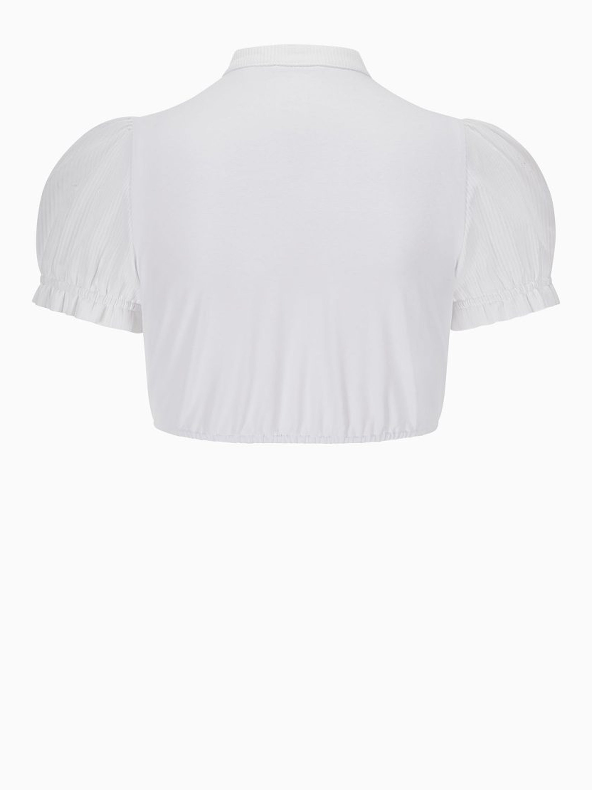Weiße hochgeschlossene Dirndlbluse mit Puffarm Weiße hochgeschlossene Dirndlbluse mit Puffarm