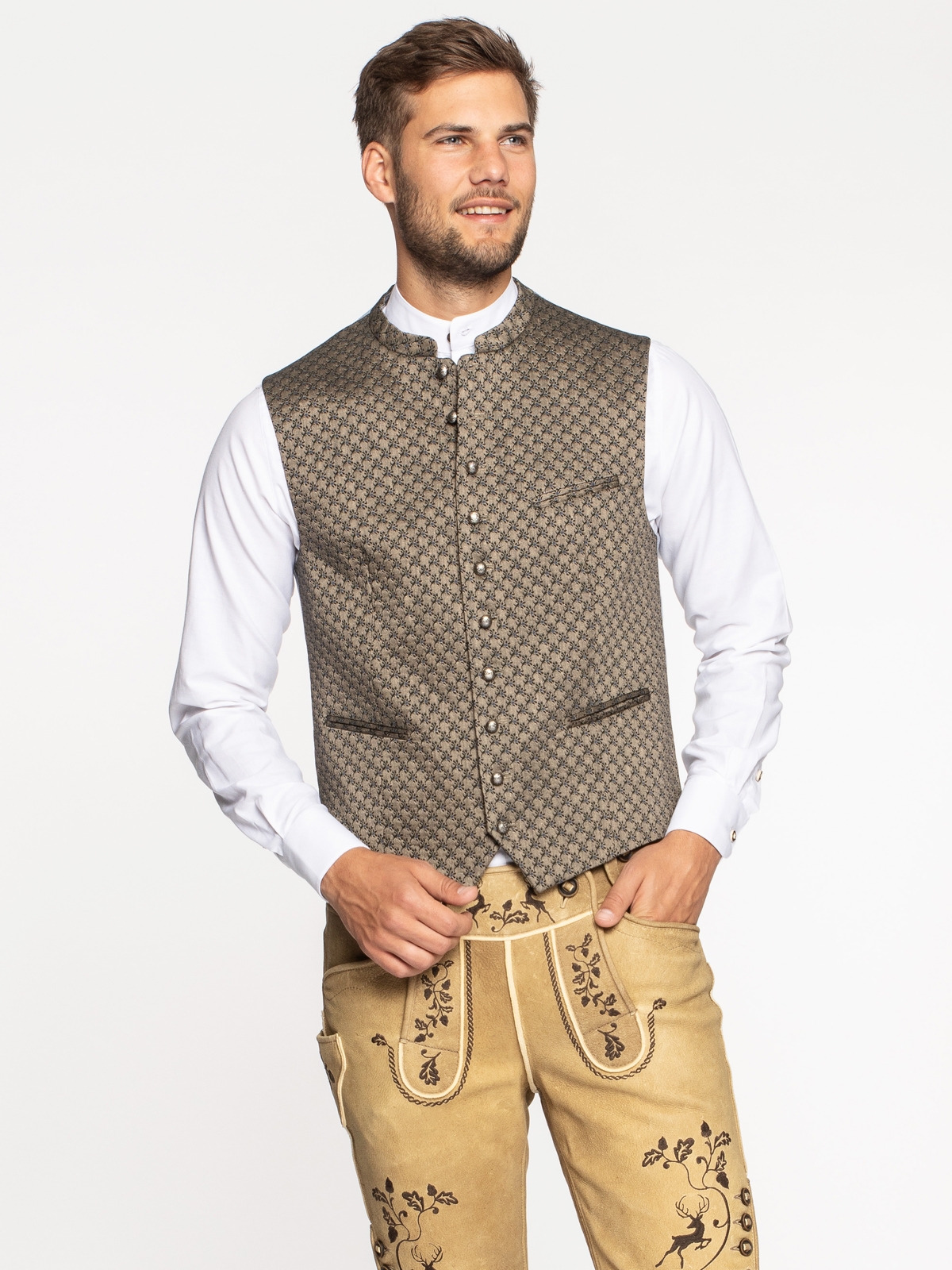 Beige Trachtenweste mit Muster Beige Trachtenweste mit Muster
