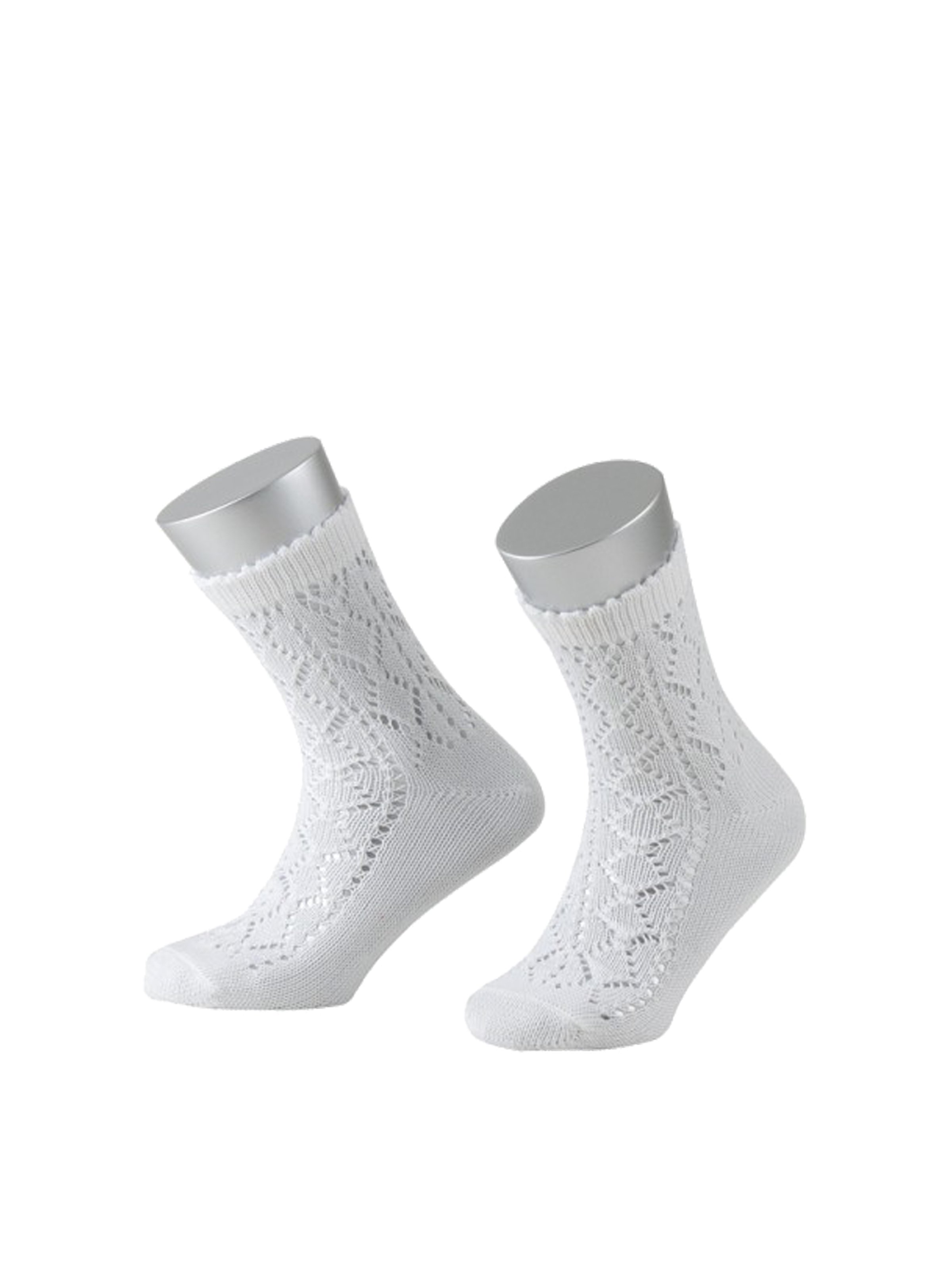 Lusana Kniestrümpfe Damen Mit Ajourmuster - Bio Baumwolle Trachtenstrümpfe L390L