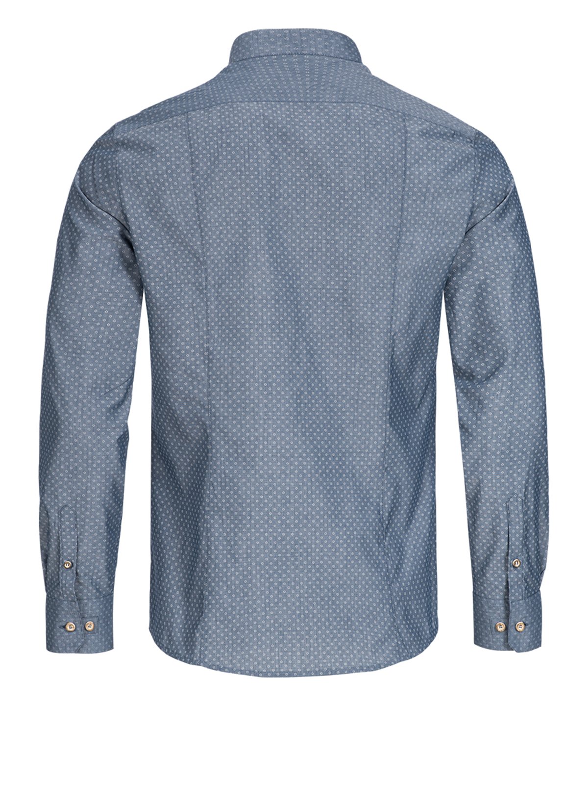 Blaues Trachtenhemd mit weißem Muster Blaues Trachtenhemd mit weißem Muster