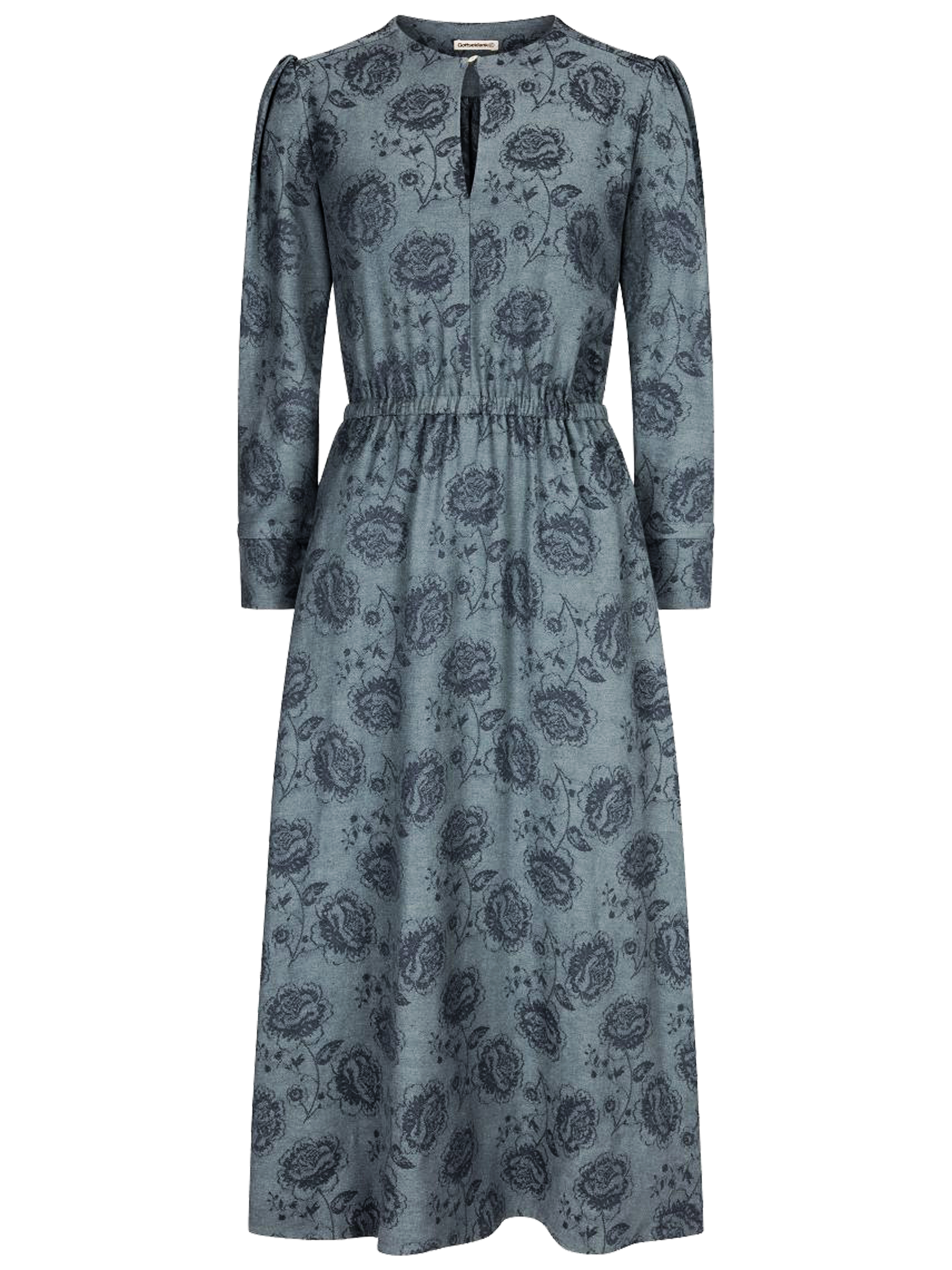 Blaues Kleid mit floralem Muster und Taillengürtel Blaues Kleid mit floralem Muster und Taillengürtel