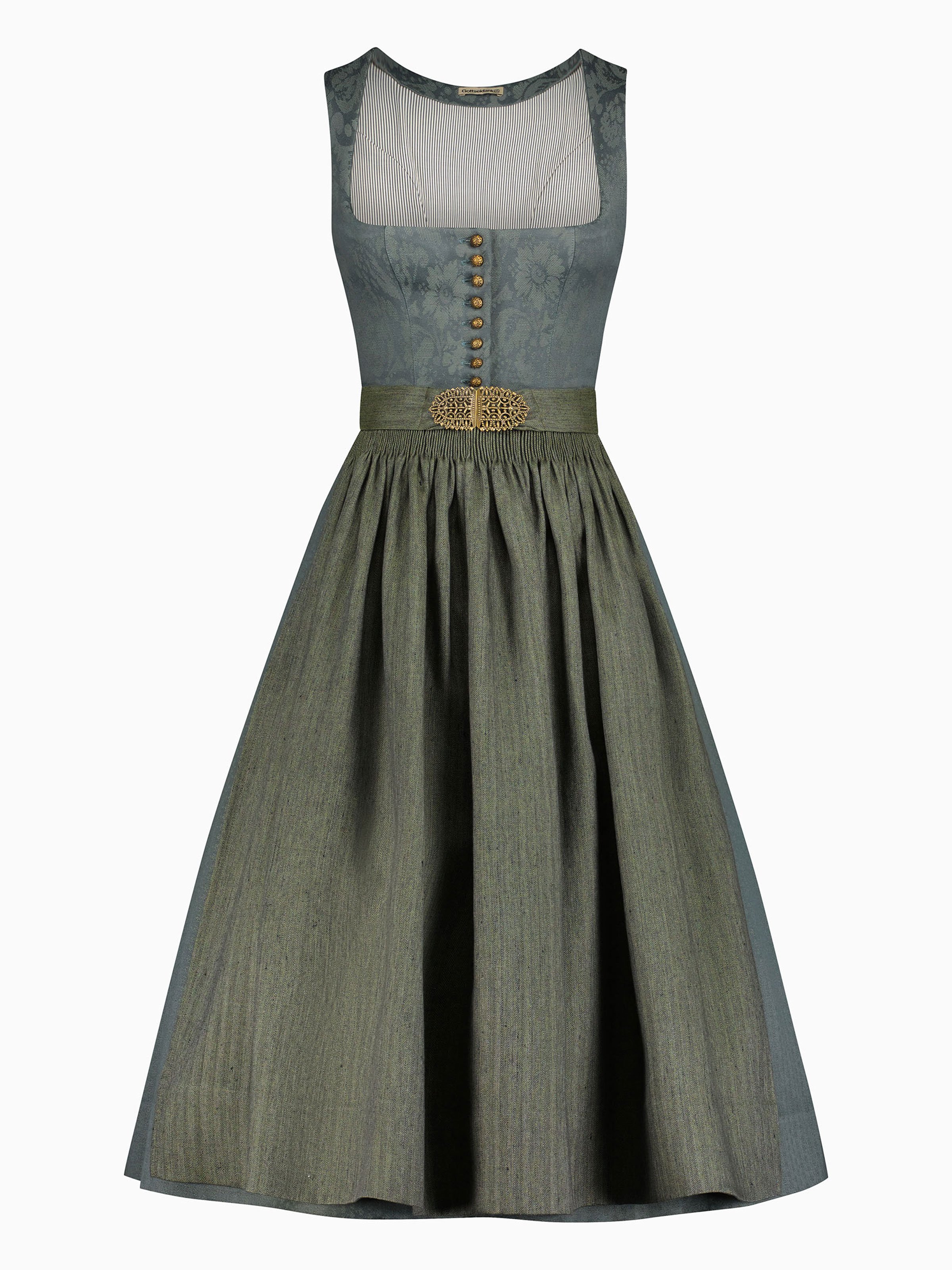 Graublaues Stretch-Dirndl mit floralem Muster Graublaues Stretch-Dirndl mit floralem Muster