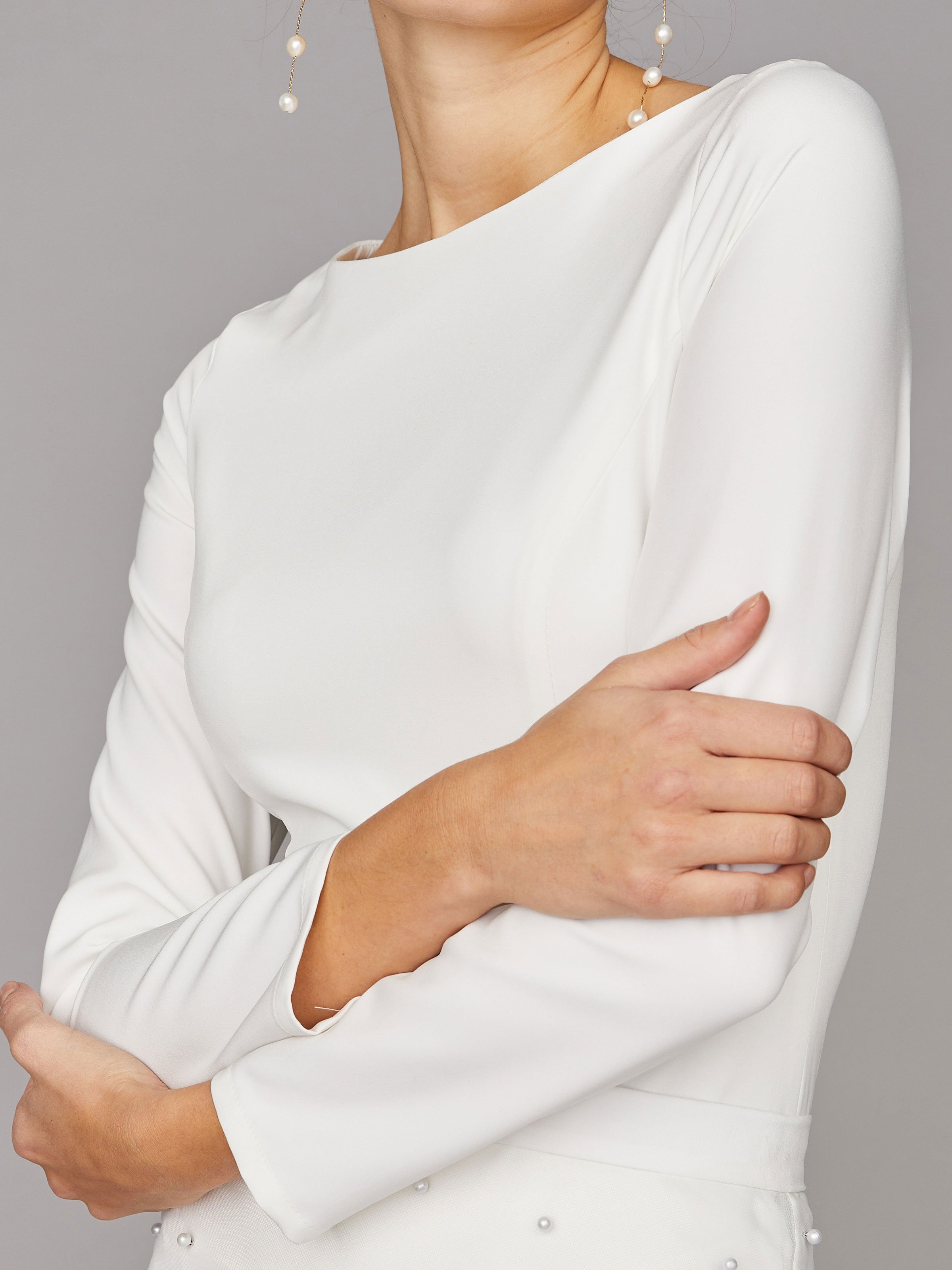 Cremefarbener Braut-Body mit langen Ärmeln Cremefarbener Braut-Body mit langen Ärmeln