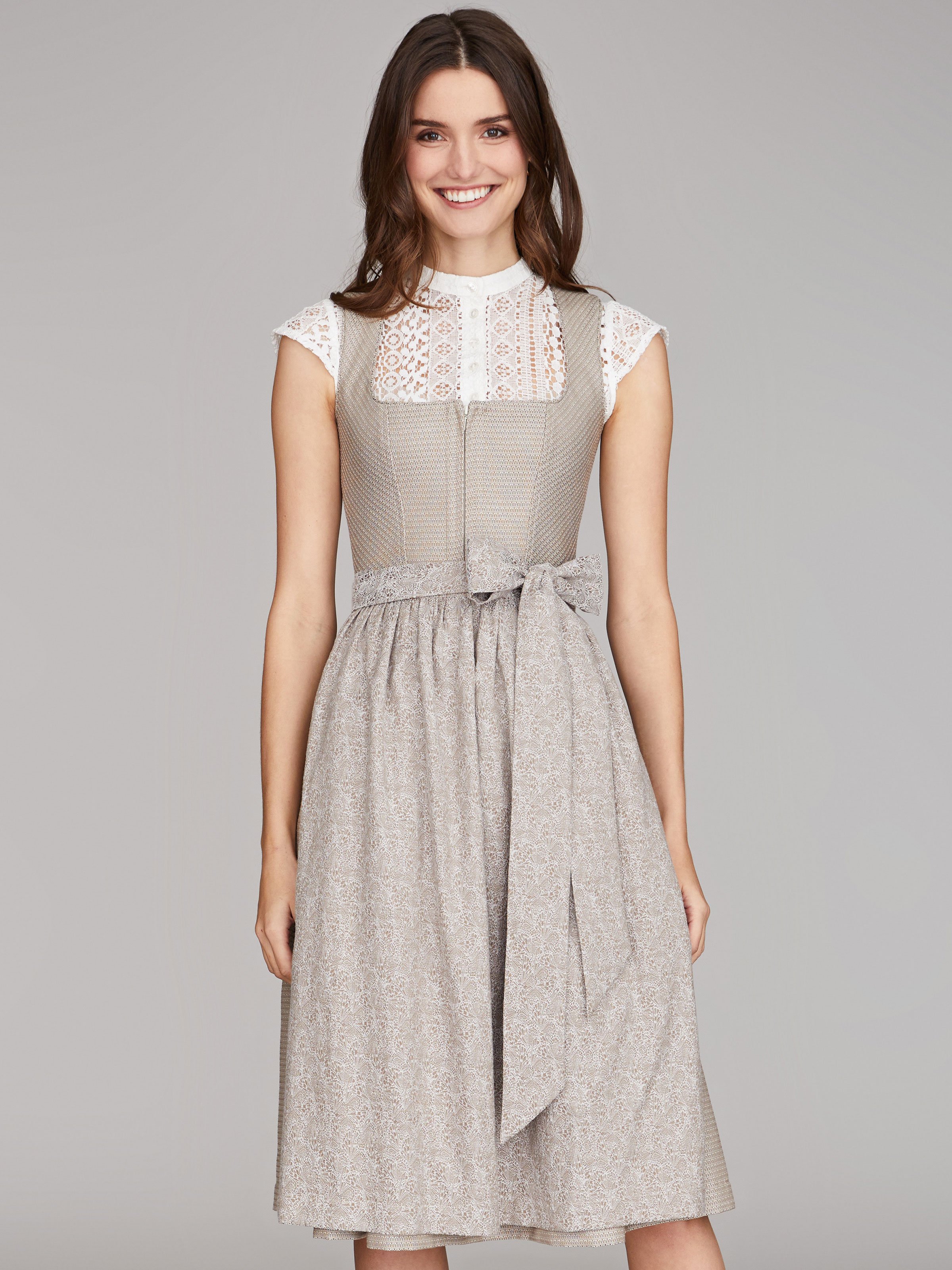 Taupefarbenes Balkonett-Dirndl Taupefarbenes Balkonett-Dirndl