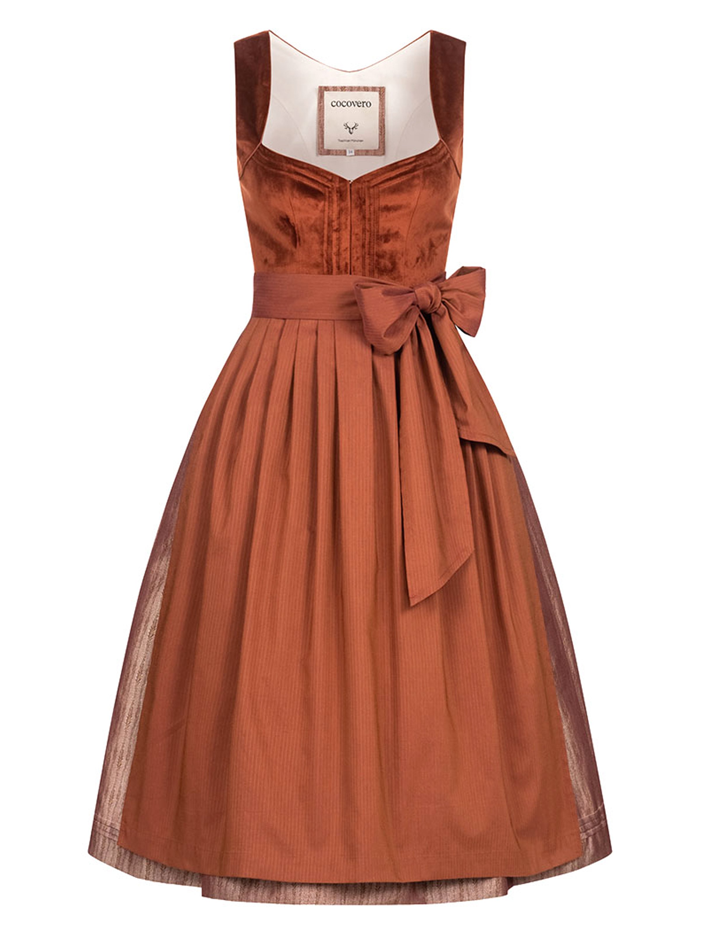 Rostrotes Dirndl mit Samt Mieder CocoVero