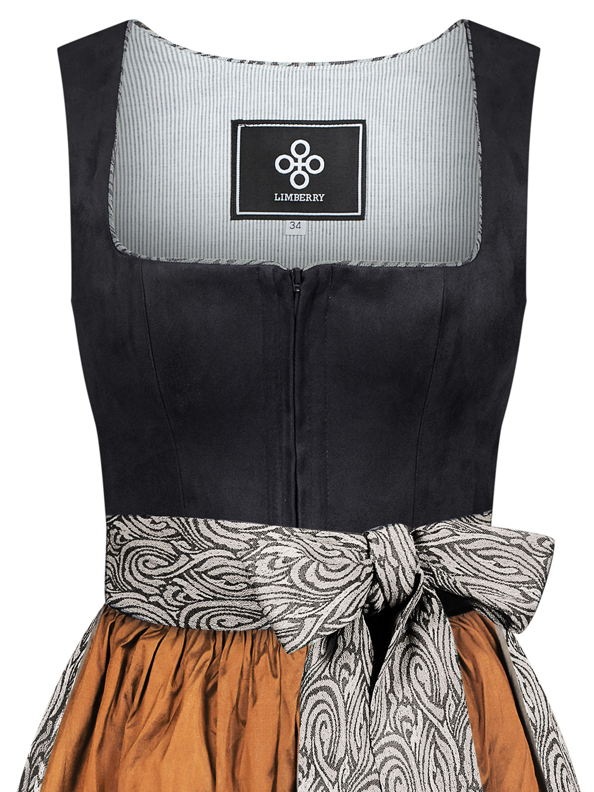 Schwarzes Dirndl im Animalprint mit zwei Schürzen Schwarzes Dirndl im Animalprint mit zwei Schürzen
