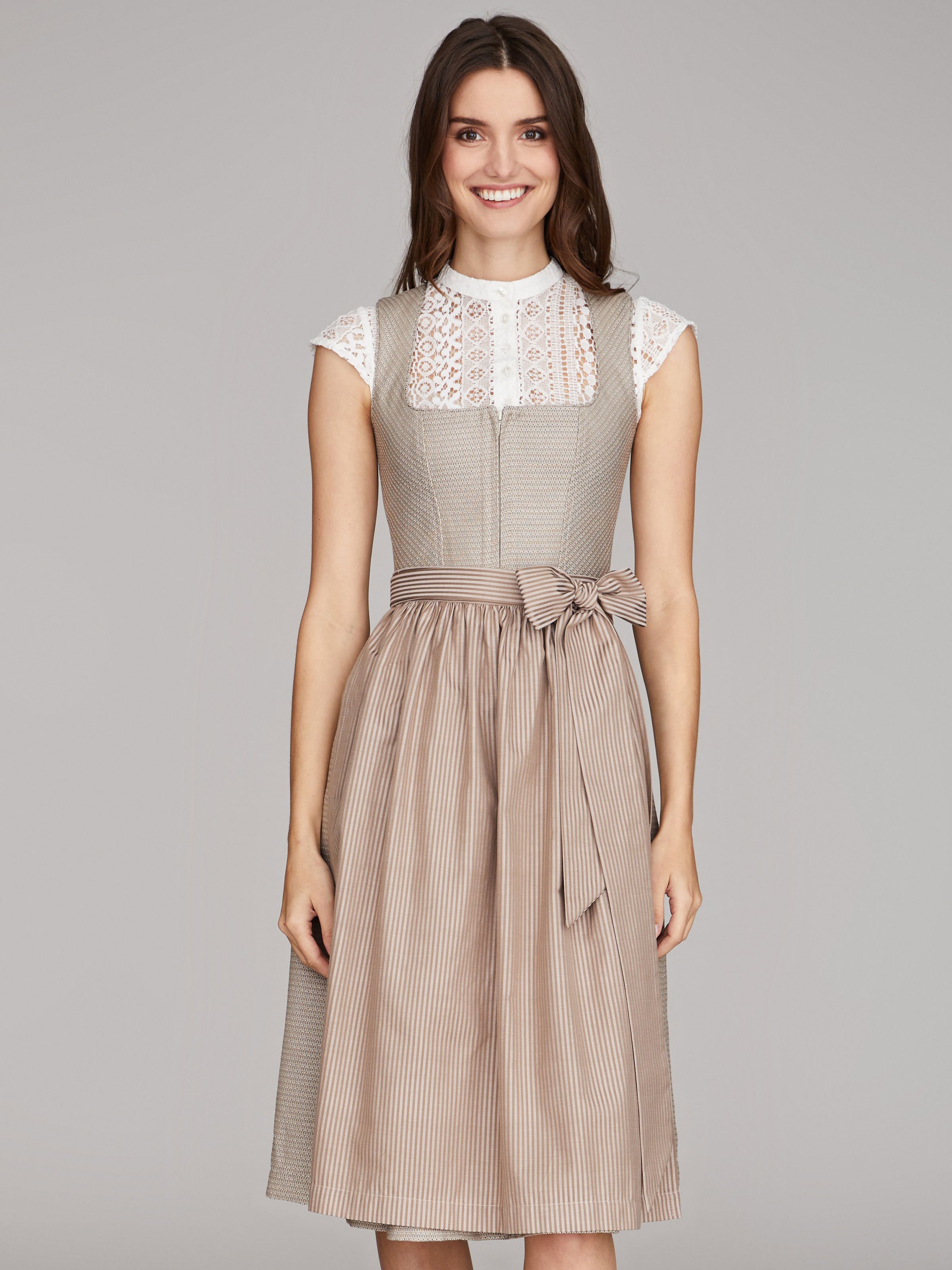 Taupefarbenes Balkonett-Dirndl Taupefarbenes Balkonett-Dirndl