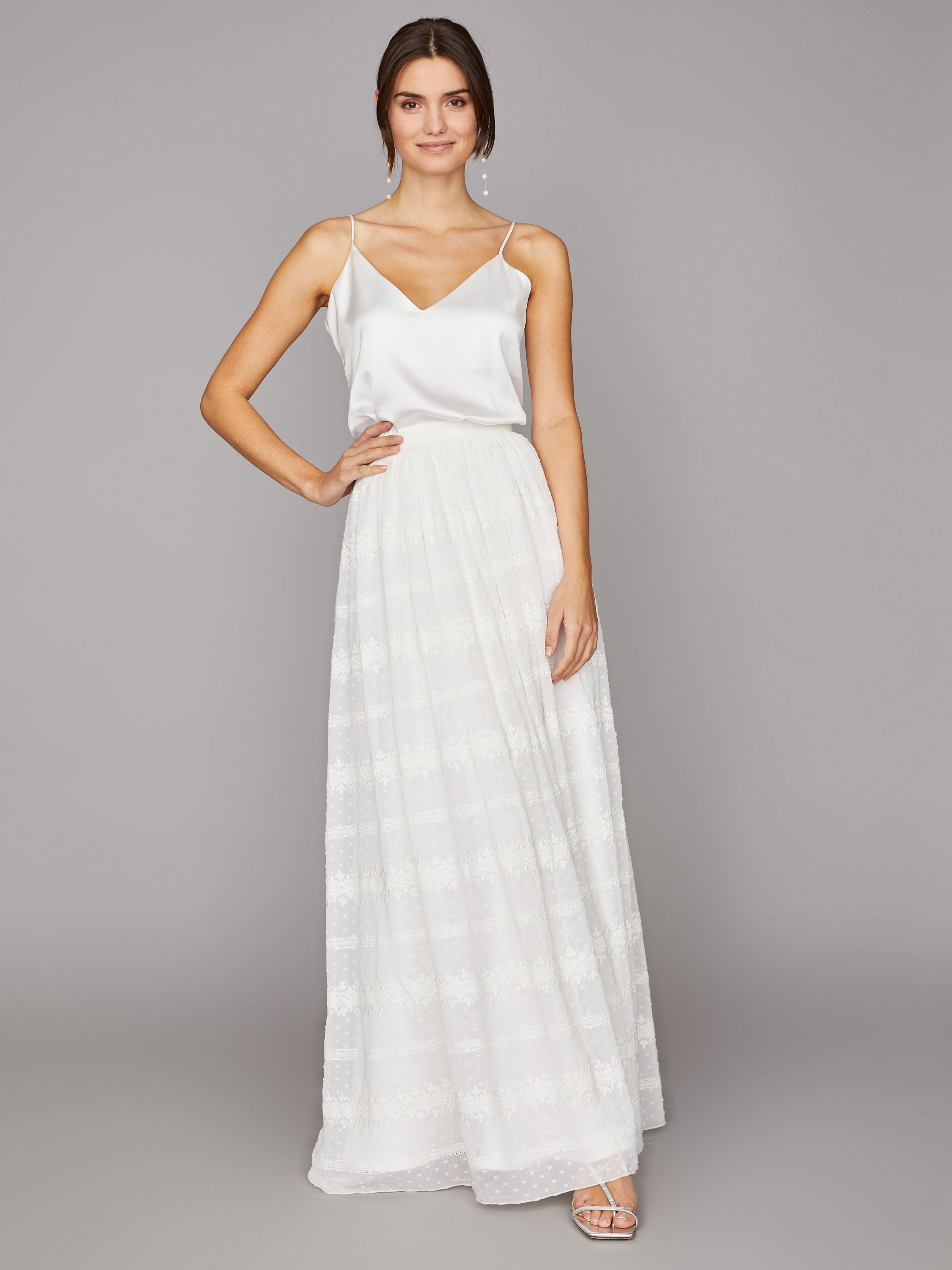 Langer Braut-Rock im Boho-Stil mit Georgette-Muster Langer Braut-Rock im Boho-Stil mit Georgette-Muster