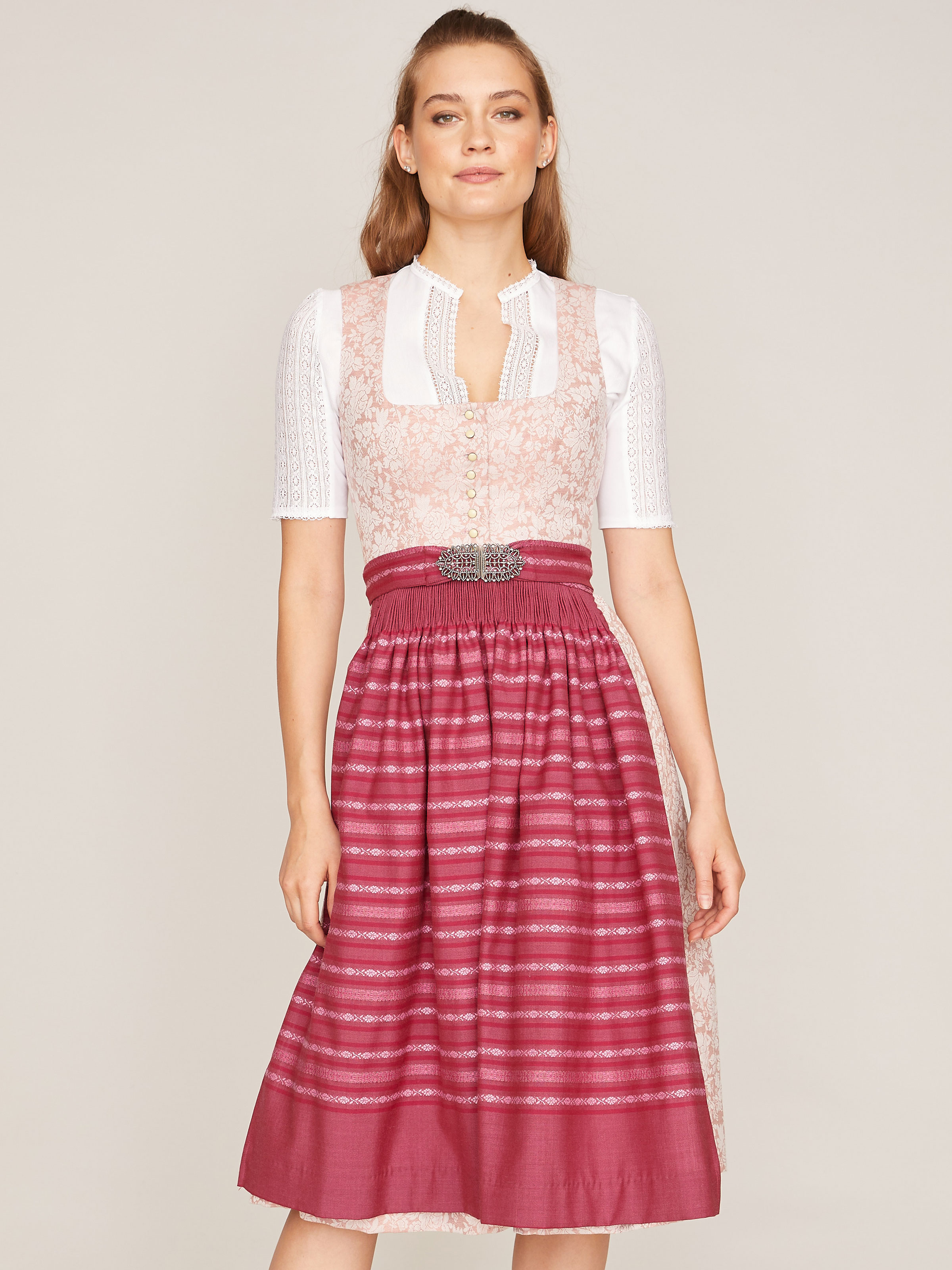 Dirndl Für Damen Mit Blume - Trachtenkleid Mit Schürze Für Oktoberfest