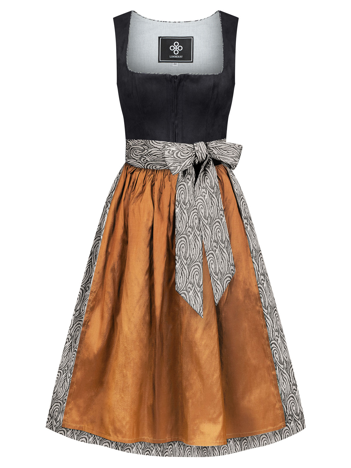 Schwarzes Dirndl im Animalprint mit zwei Schürzen Schwarzes Dirndl im Animalprint mit zwei Schürzen