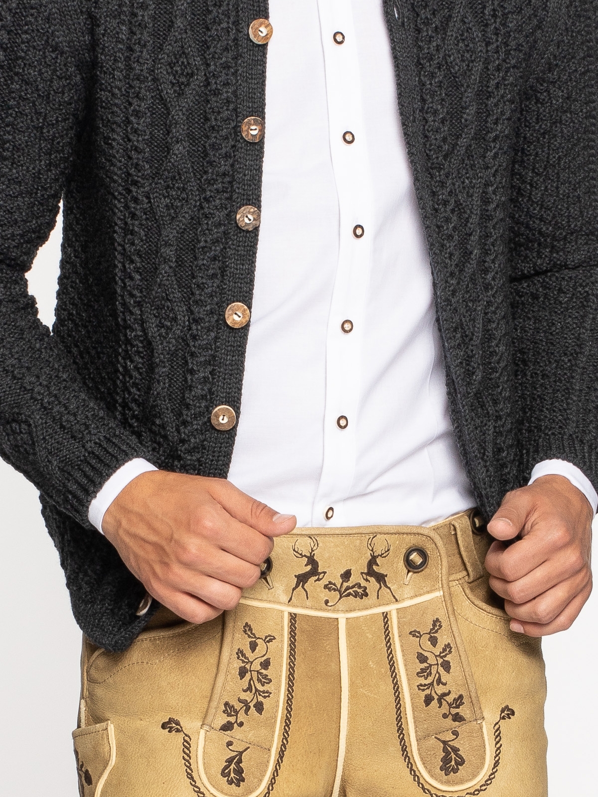 Mymyguoe Trachtenjacke Herren - Strickjacke Mit Zopfmuster, Cardigan Für Herbst & Winter