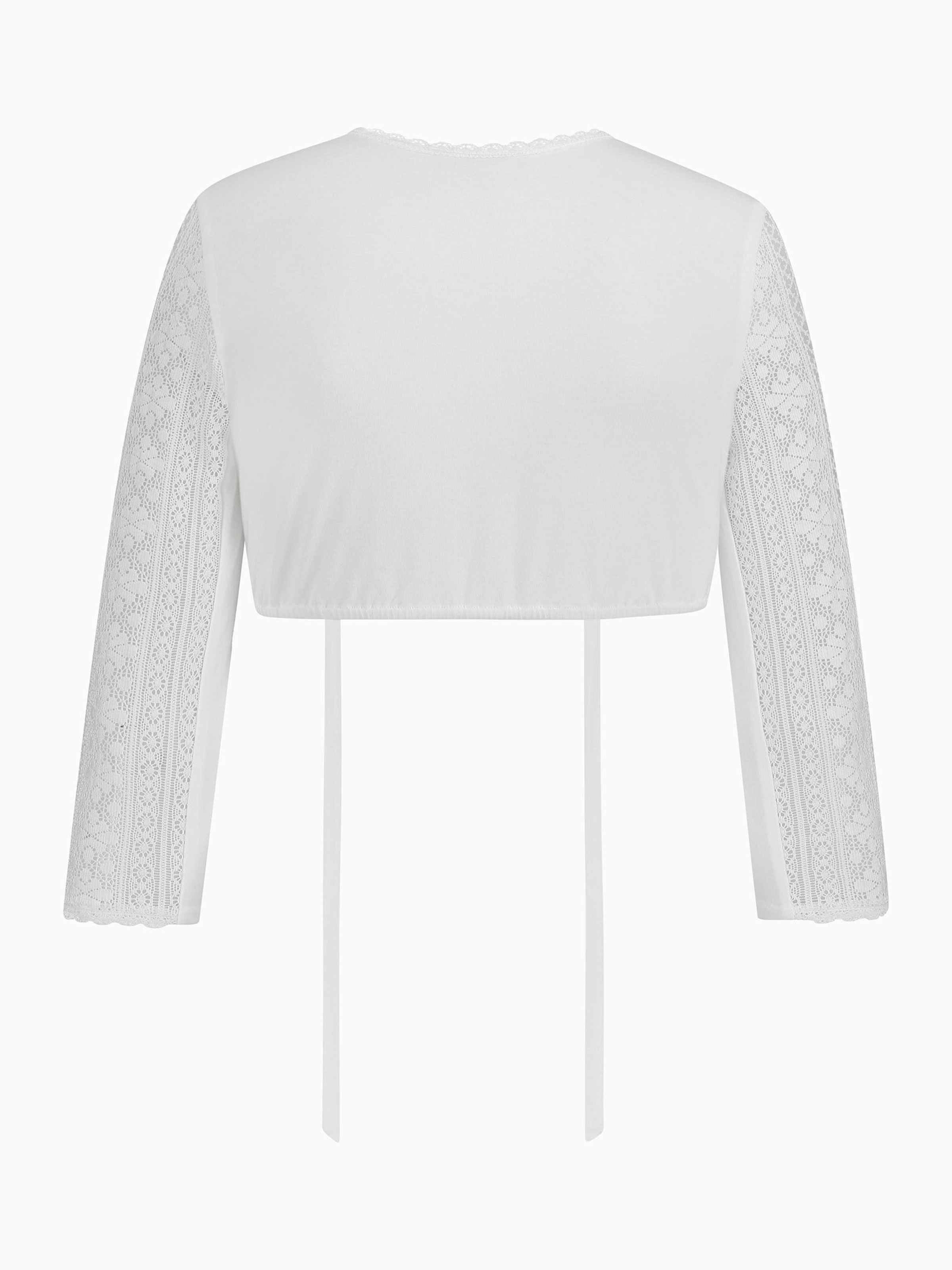 Weiße Dirndlbluse aus transparenter Häkelspitze Weiße Dirndlbluse aus transparenter Häkelspitze