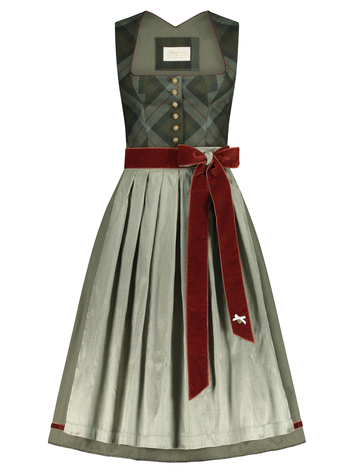 Olivgrünes Dirndl mit Karomuster Olivgrünes Dirndl mit Karomuster