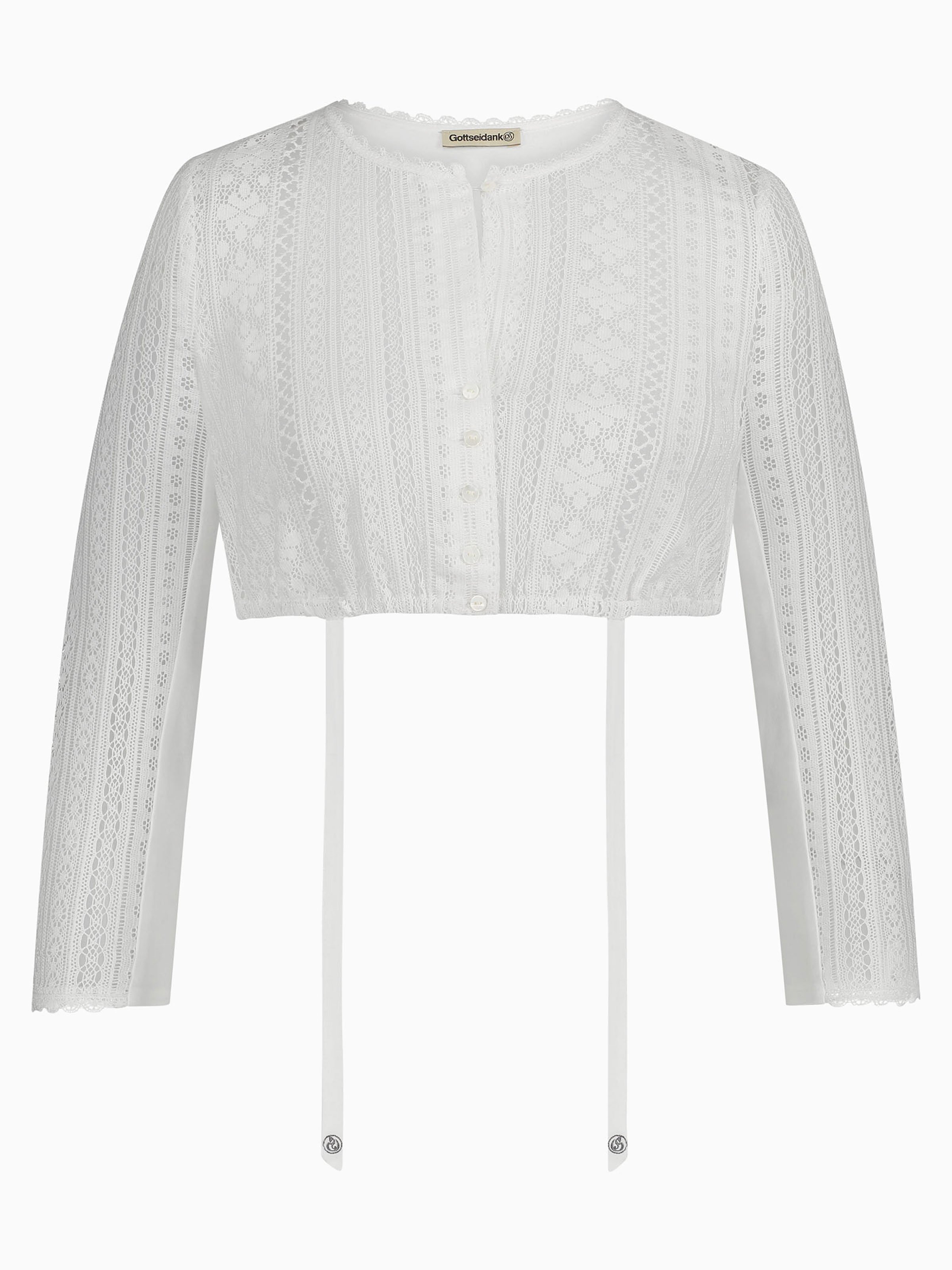 Weiße Dirndlbluse mit halblangen Ärmeln Weiße Dirndlbluse mit halblangen Ärmeln