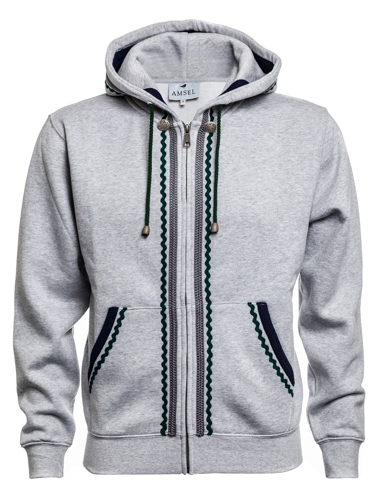 Graue Sweatjacke im Trachten-Stil Amsel Fashion