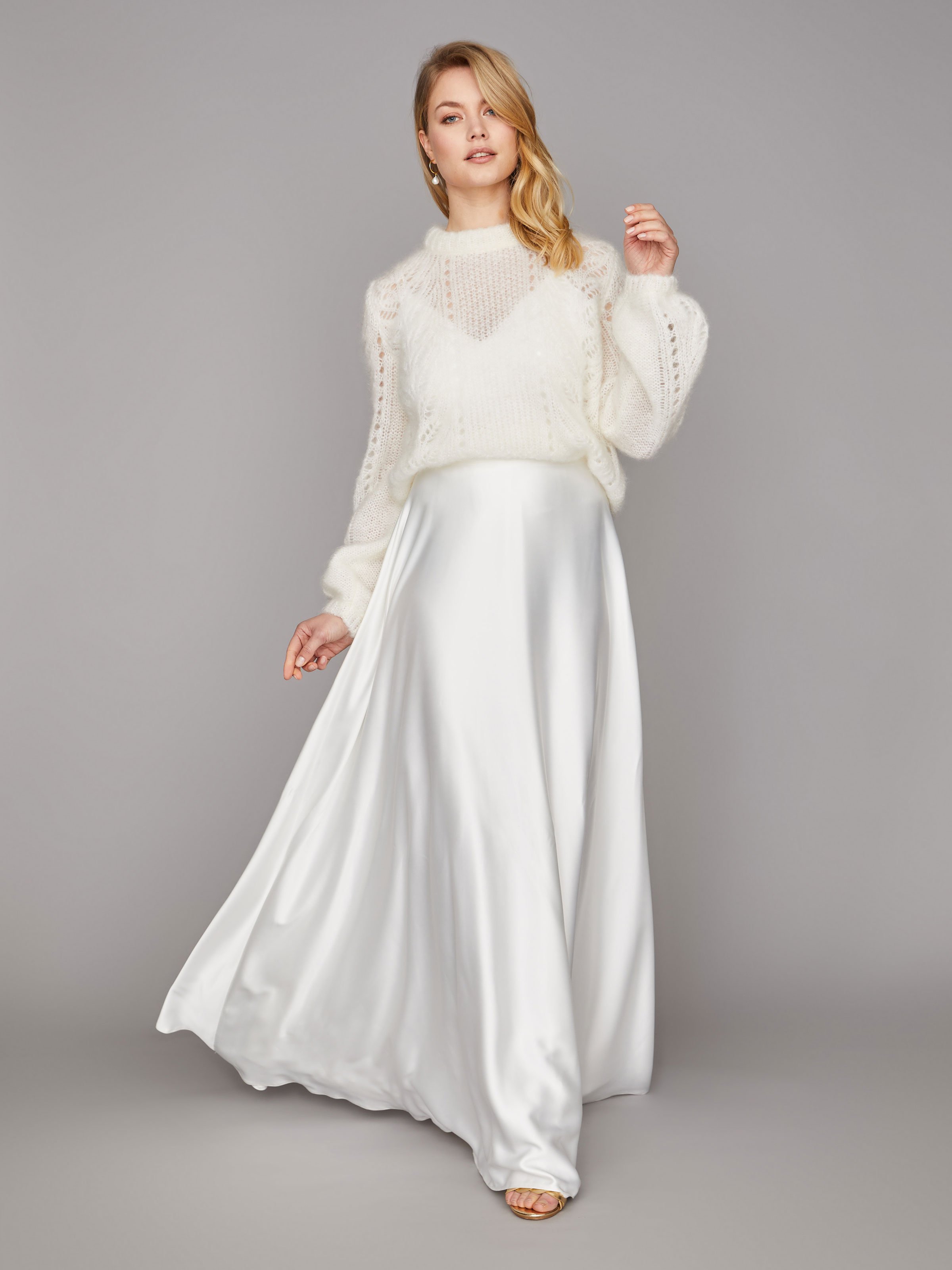 Braut-Pullover aus Mohair mit Ajourmuster Braut-Pullover aus Mohair mit Ajourmuster