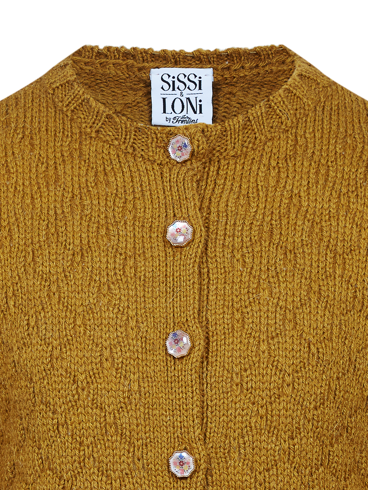 Senf-farbene Strickjacke für Kinder Sissi Loni