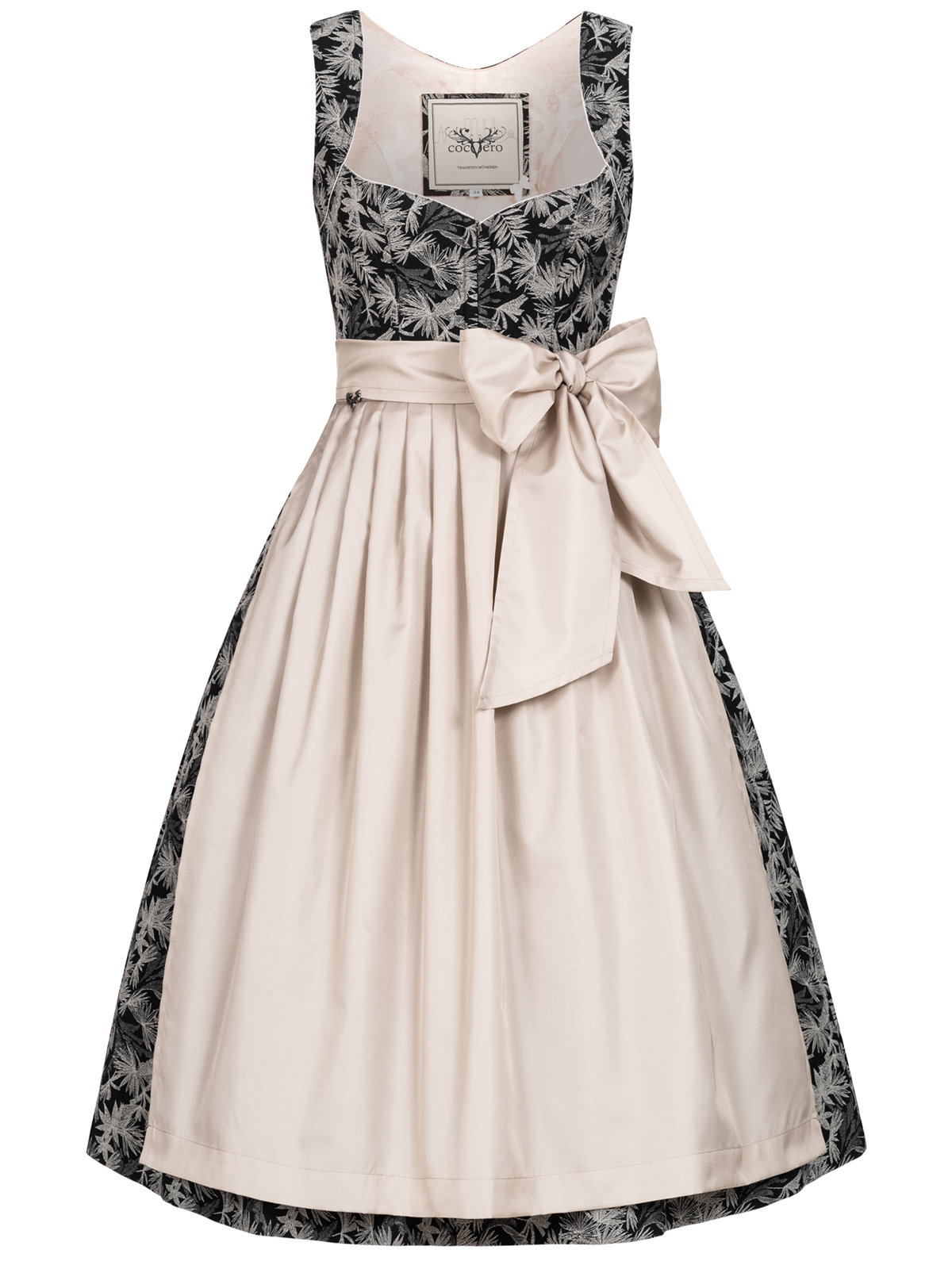 Schwarzes Dirndl mit weißem Palmenmuster Schwarzes Dirndl mit weißem Palmenmuster