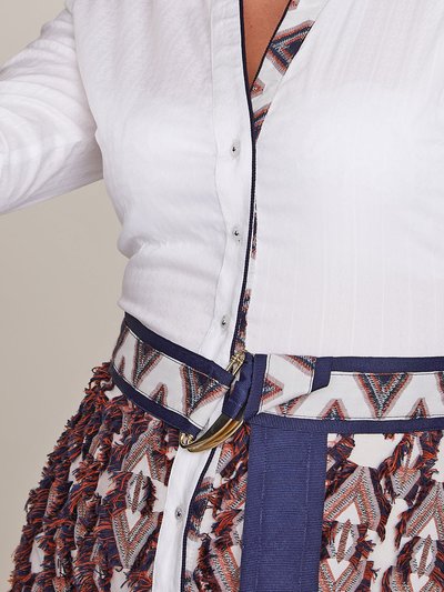Blusenkleid mit geometrischen Fransenmuster