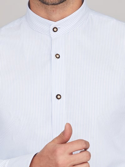 Himmelblau-Weiß gestreiftes Trachtenhemd