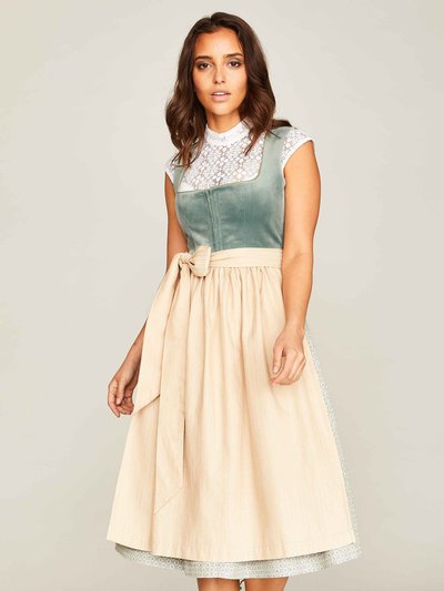 Salbeigrünes Dirndl mit zwei Schürzen Salbeigrünes Dirndl mit zwei Schürzen