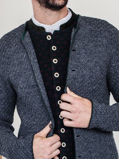 Grauer Strickjanker mit Waffelmuster