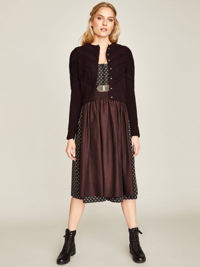 Schwarzes Langarm-Dirndl mit Blumenmuster