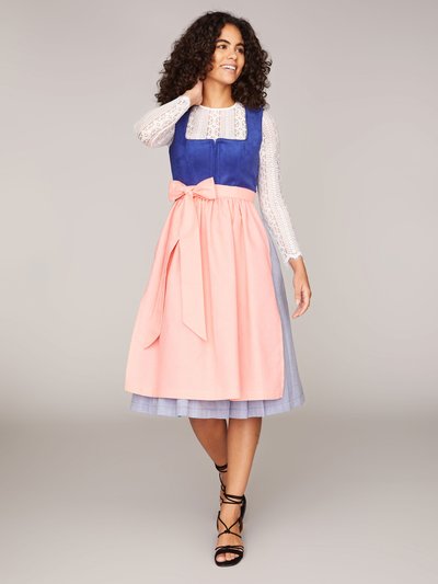 Royalblaues Dirndl mit Mieder aus Veloursleder-Optik Royalblaues Dirndl mit Mieder aus Veloursleder-Optik