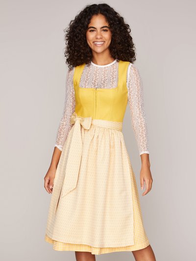 Gelbes Dirndl mit Leinen-Mieder Gelbes Dirndl mit Leinen-Mieder